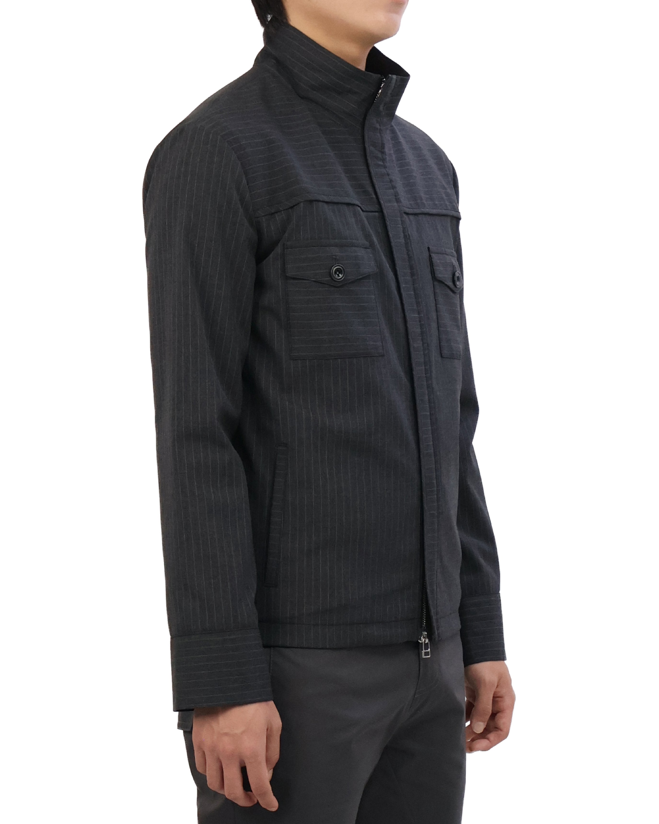 Striped Jacket - Deep Charcoal