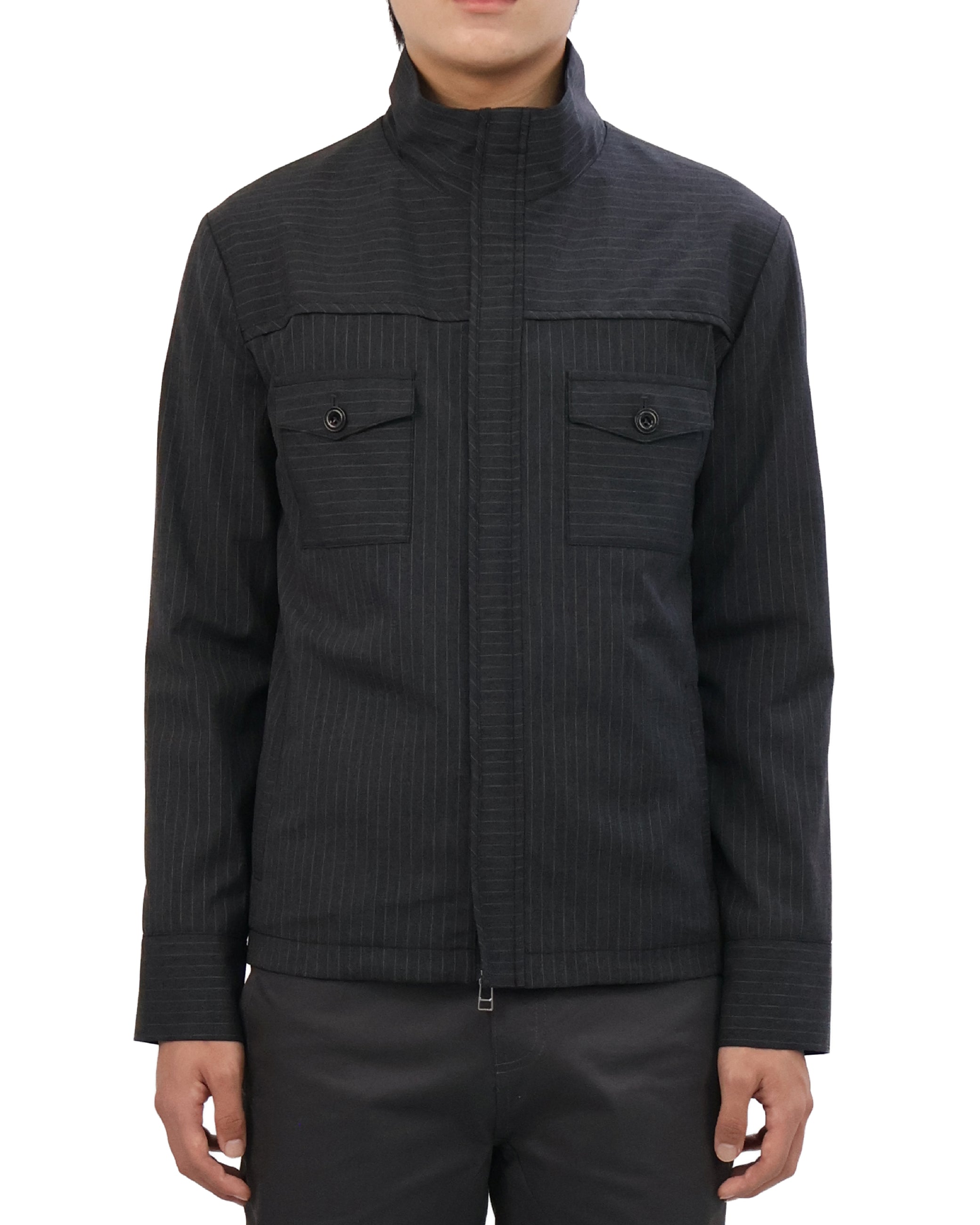 Striped Jacket - Deep Charcoal