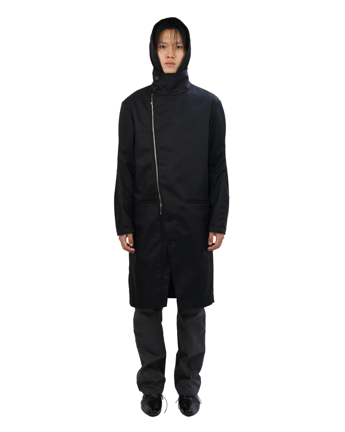 Technical Long Coat - Steel Black