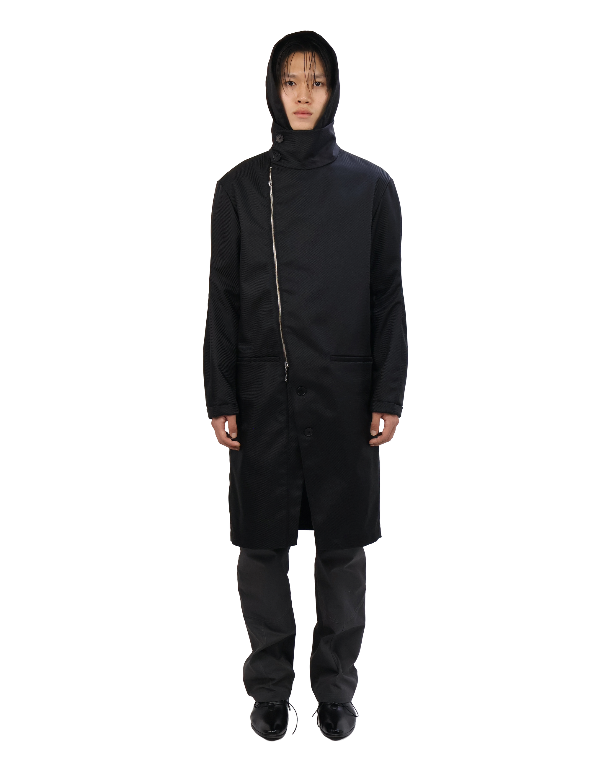 Technical Long Coat - Steel Black