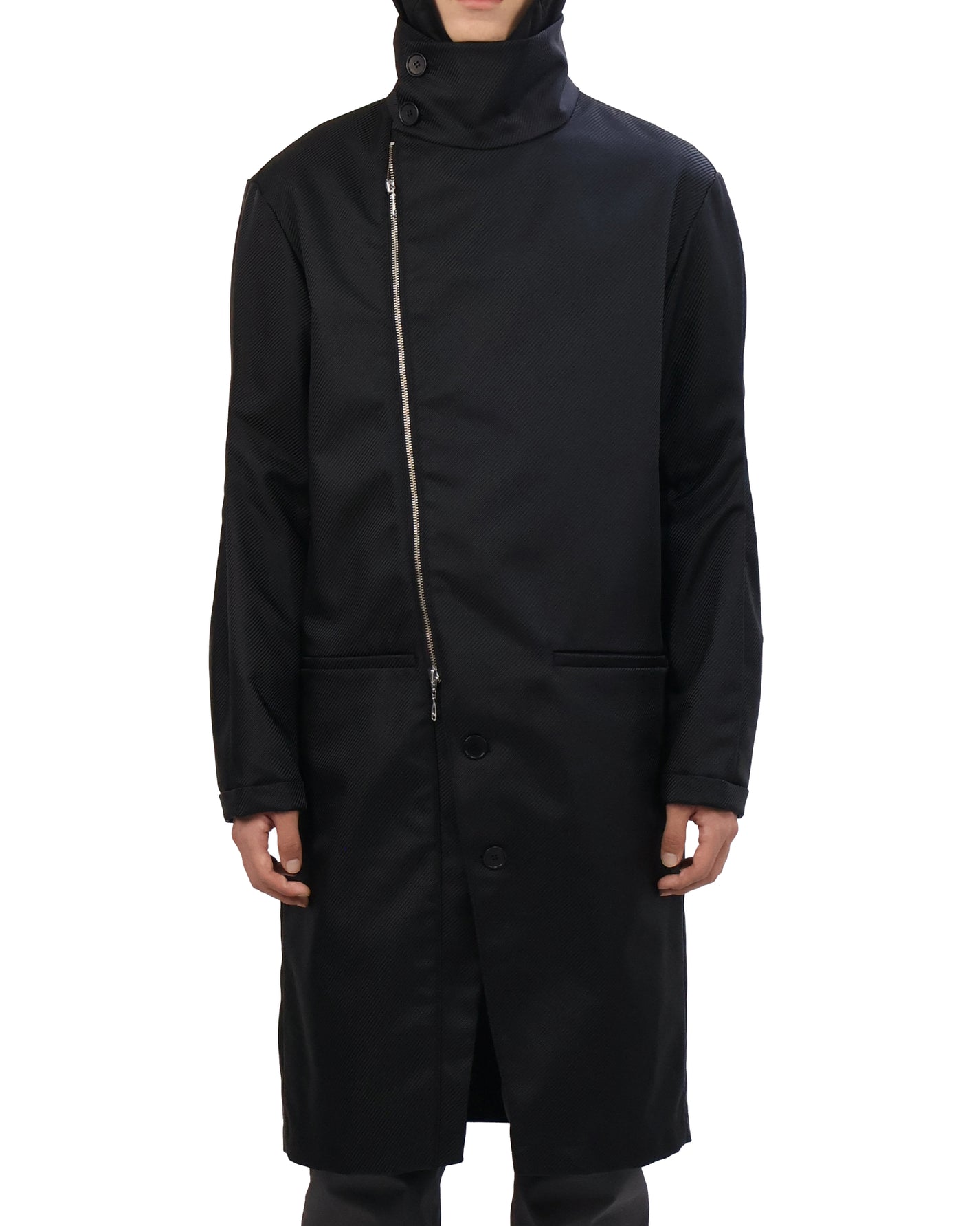 Technical Long Coat - Steel Black