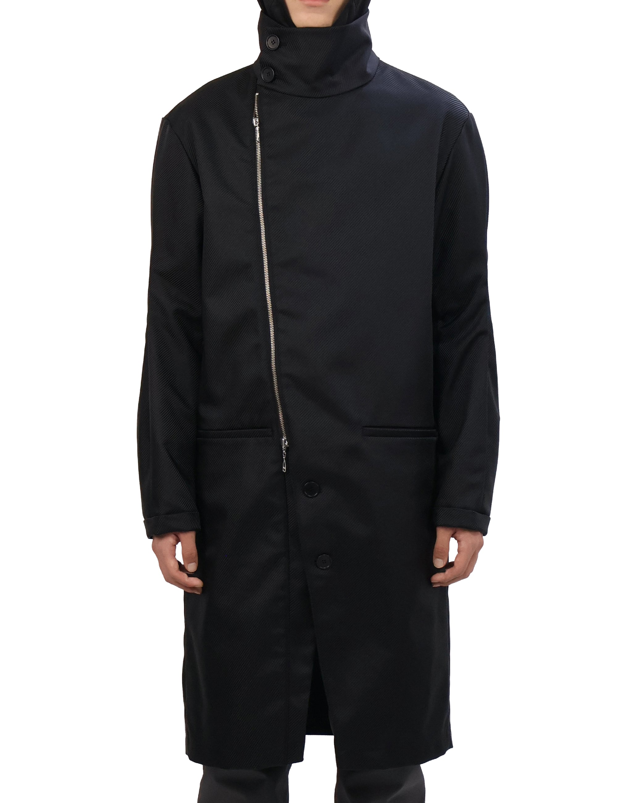 Technical Long Coat - Steel Black