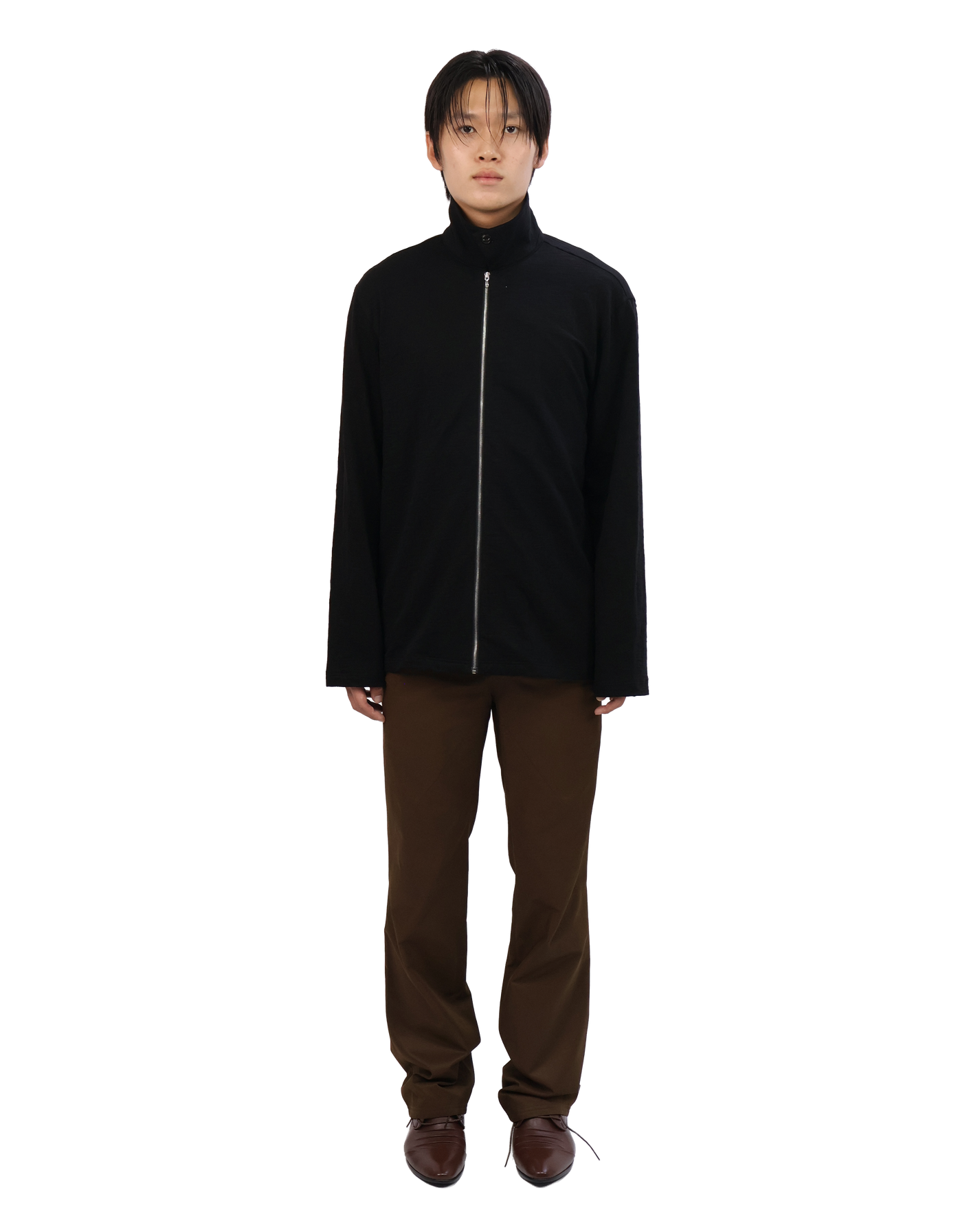 Textured Zip Shirt - Black