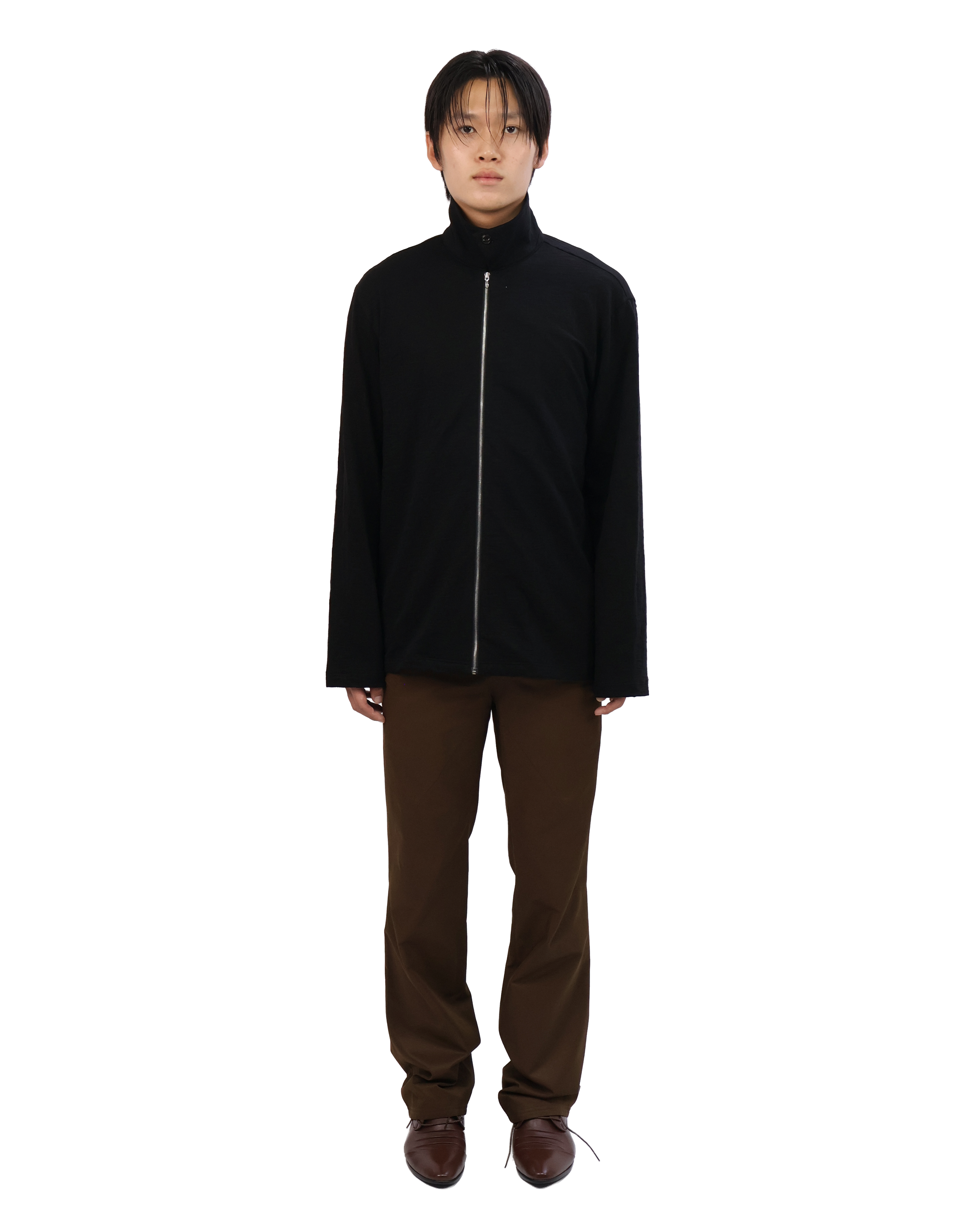 Textured Zip Shirt - Black