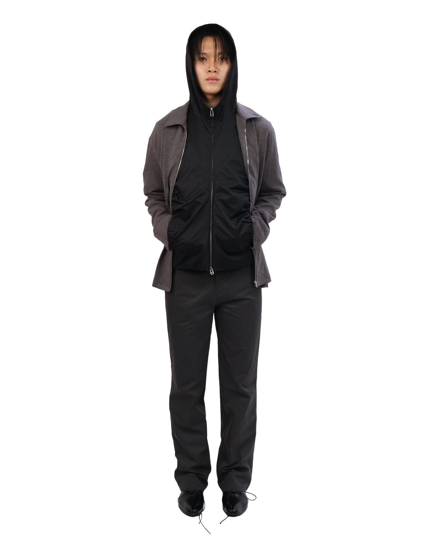 Textured Zip Shirt - Charcoal