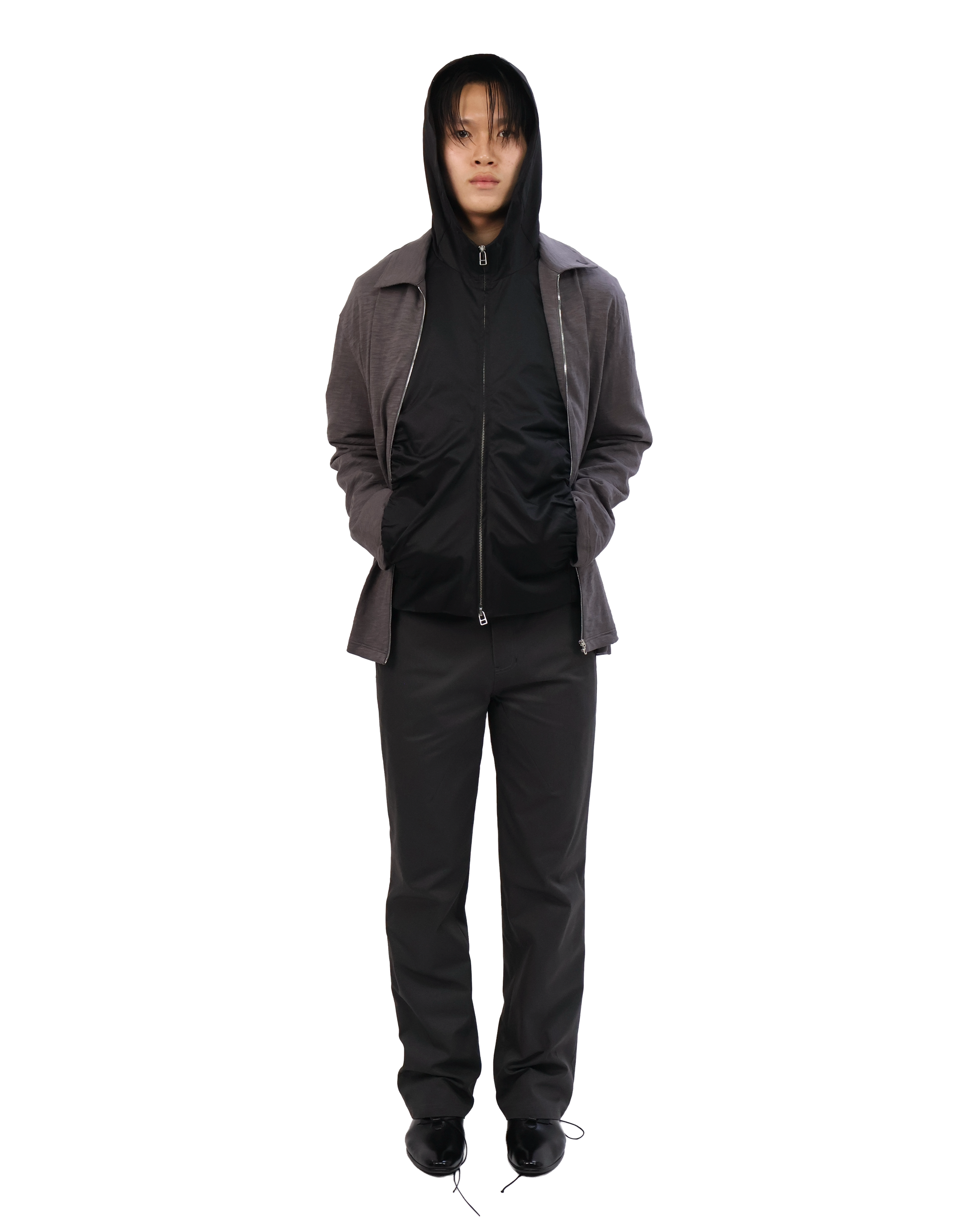 Textured Zip Shirt - Charcoal