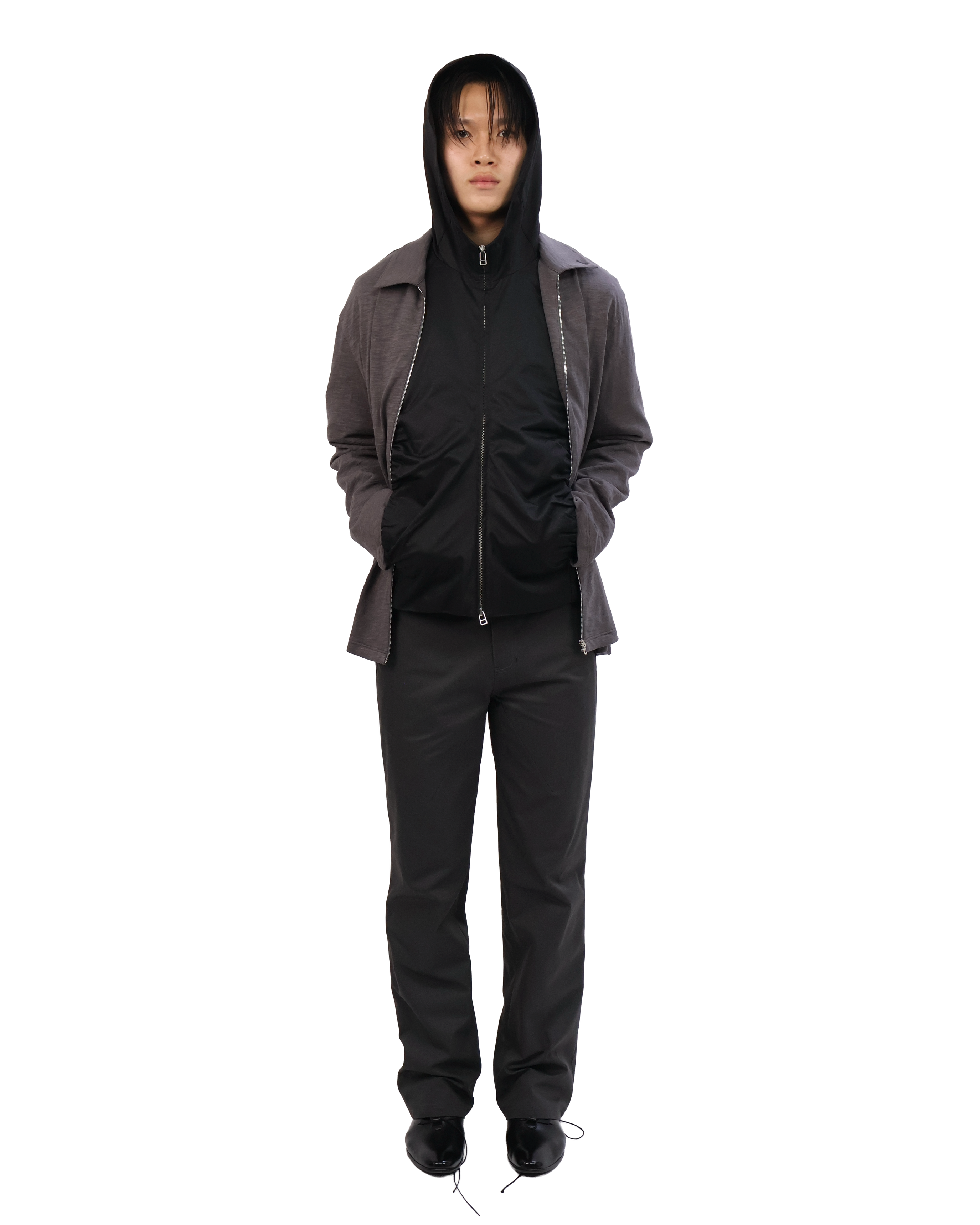 Textured Zip Shirt - Charcoal