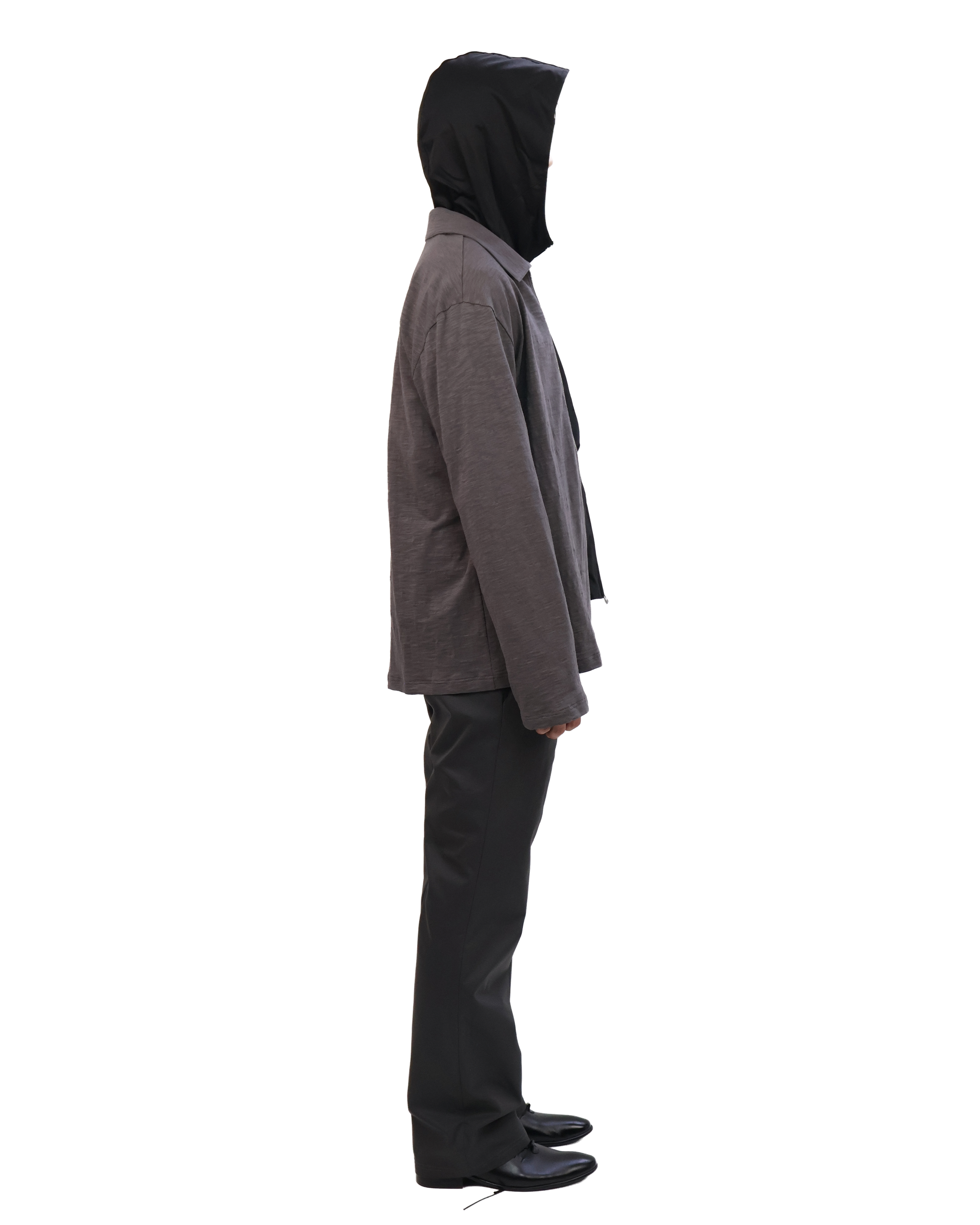 Textured Zip Shirt - Charcoal