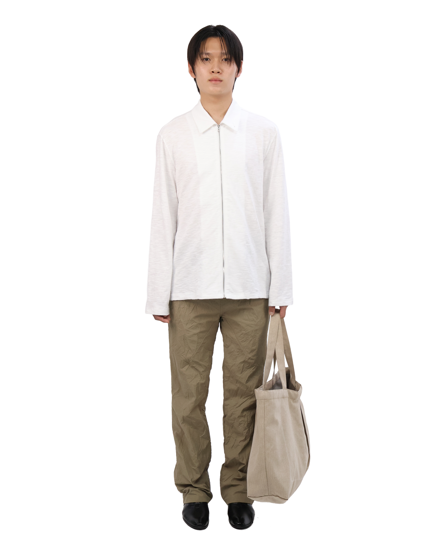 Textured Zip Shirt - White
