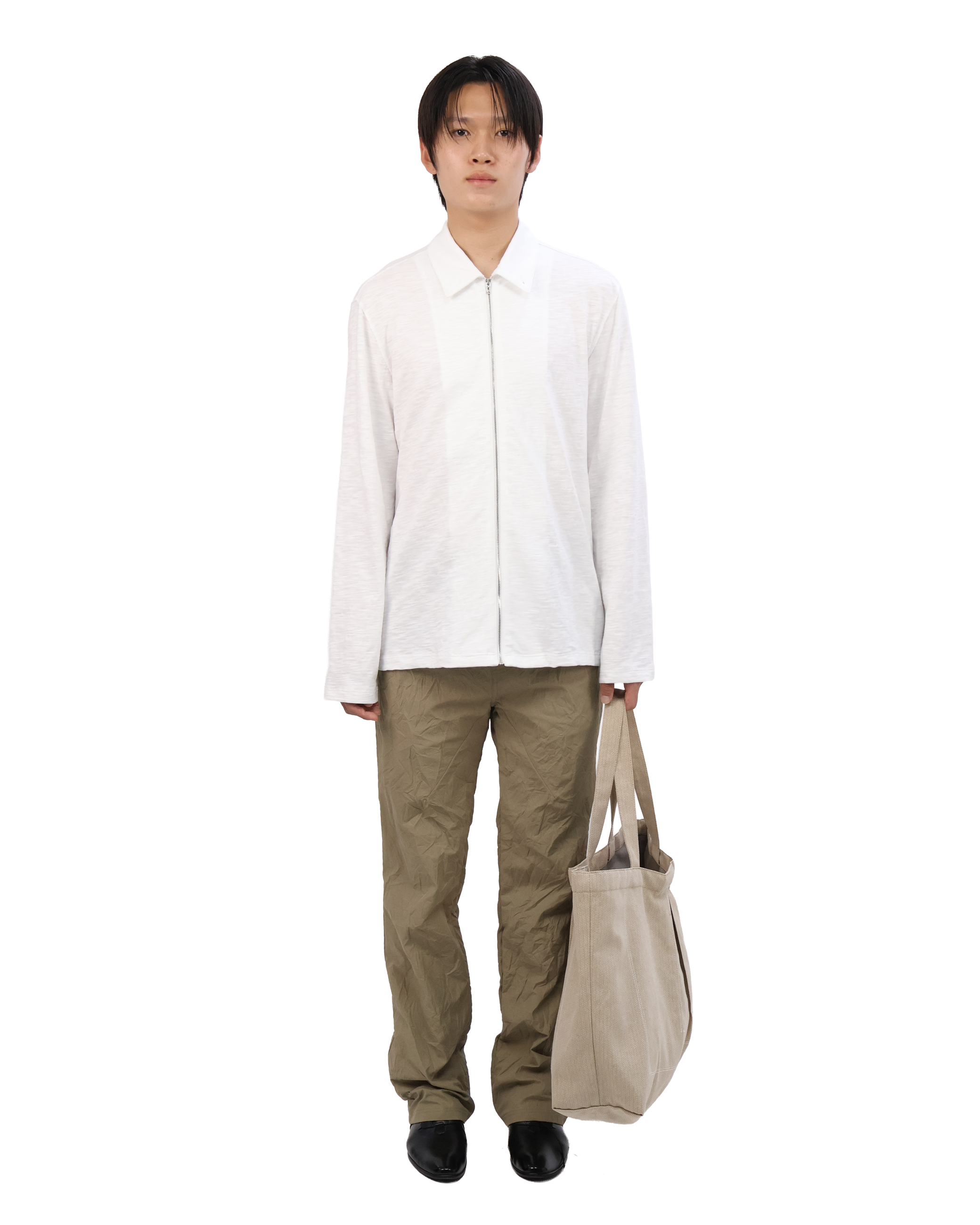 Textured Zip Shirt - White