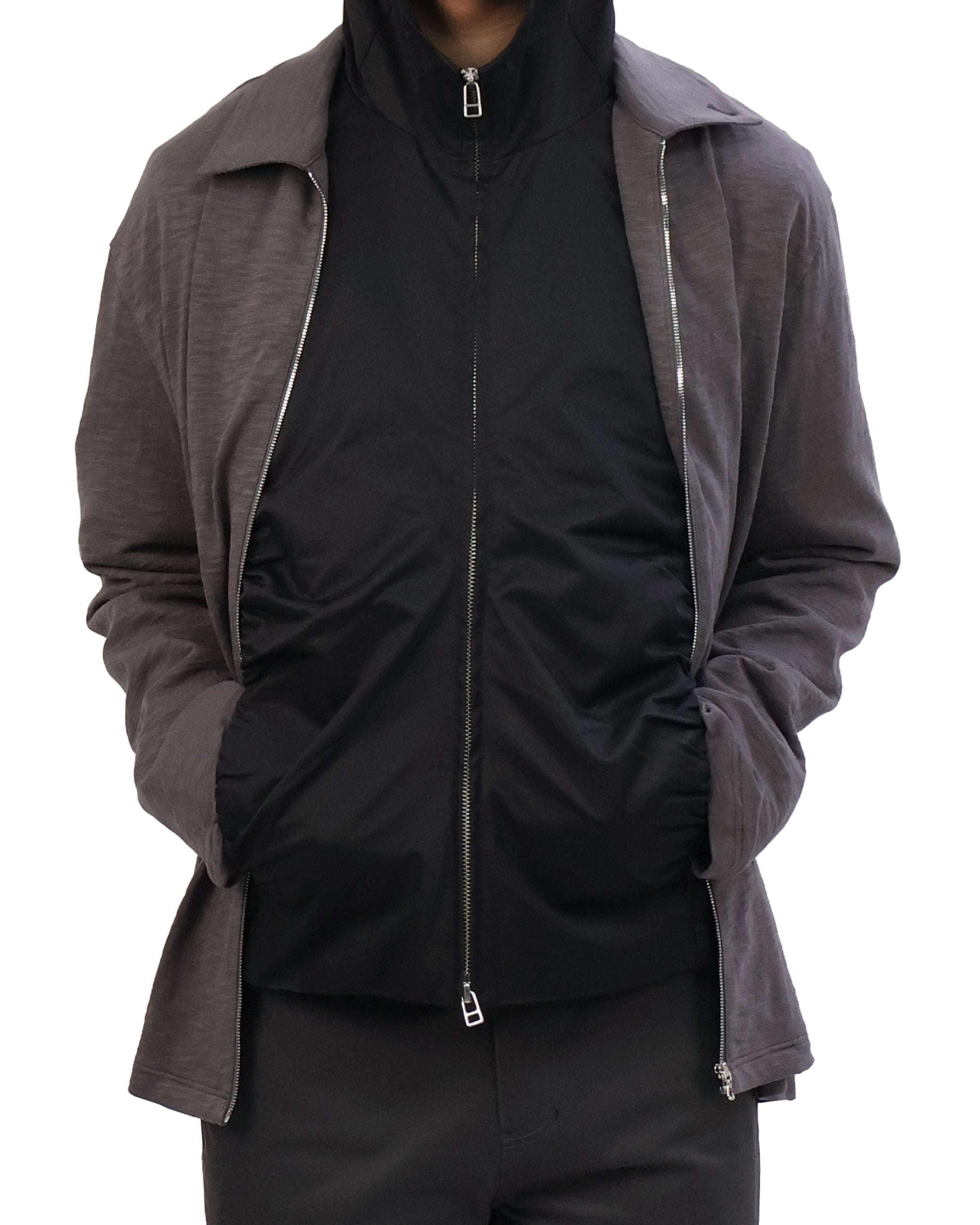 Textured Zip Shirt - Charcoal