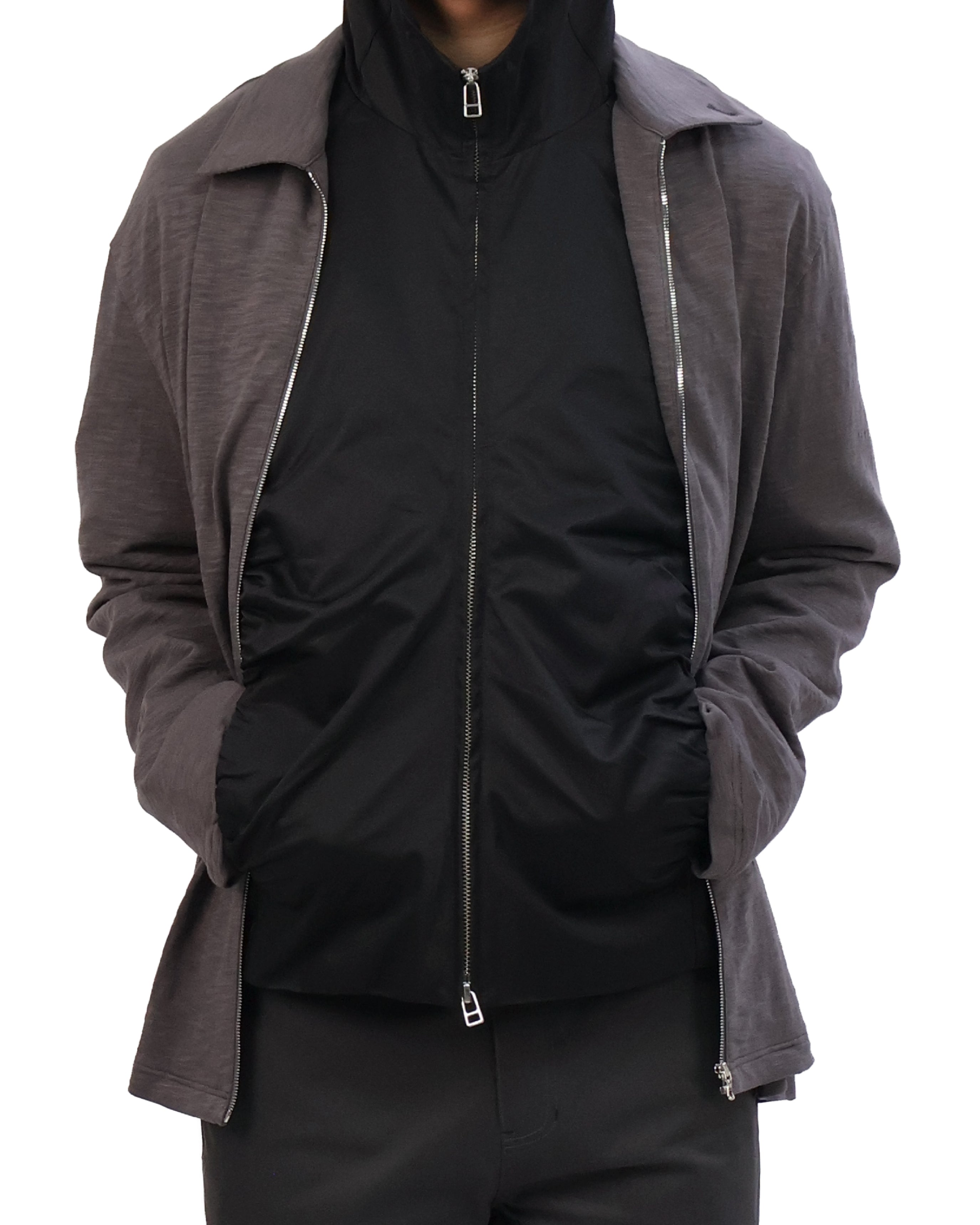 Textured Zip Shirt - Charcoal