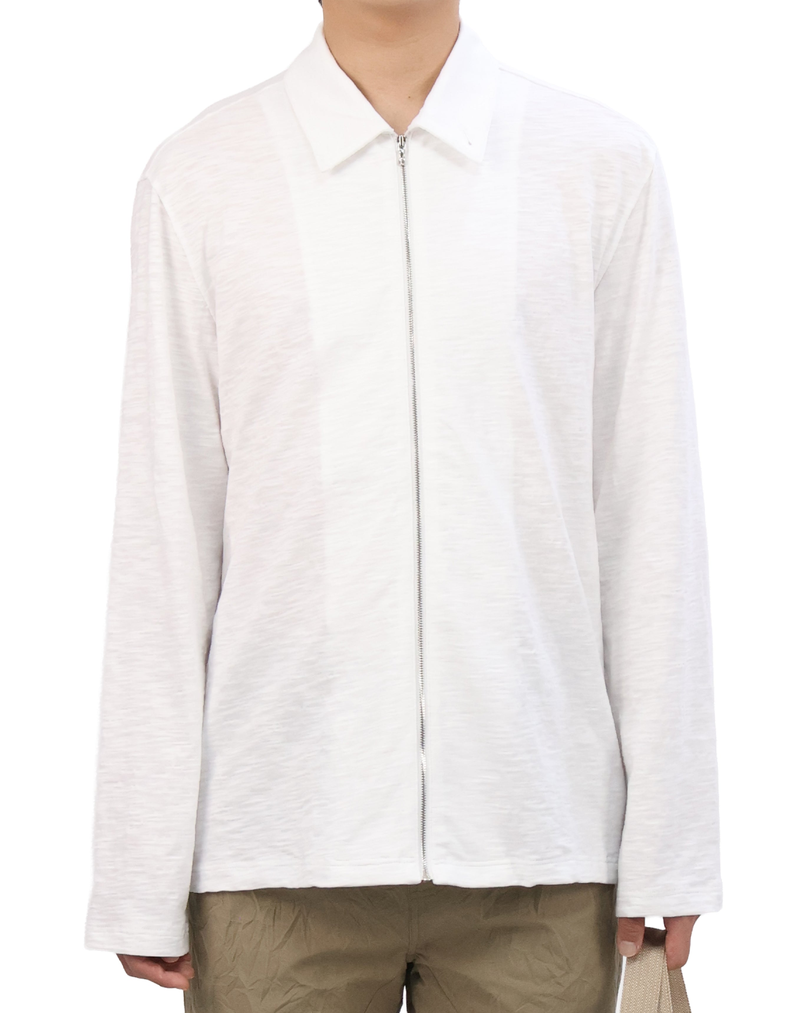 Textured Zip Shirt - White