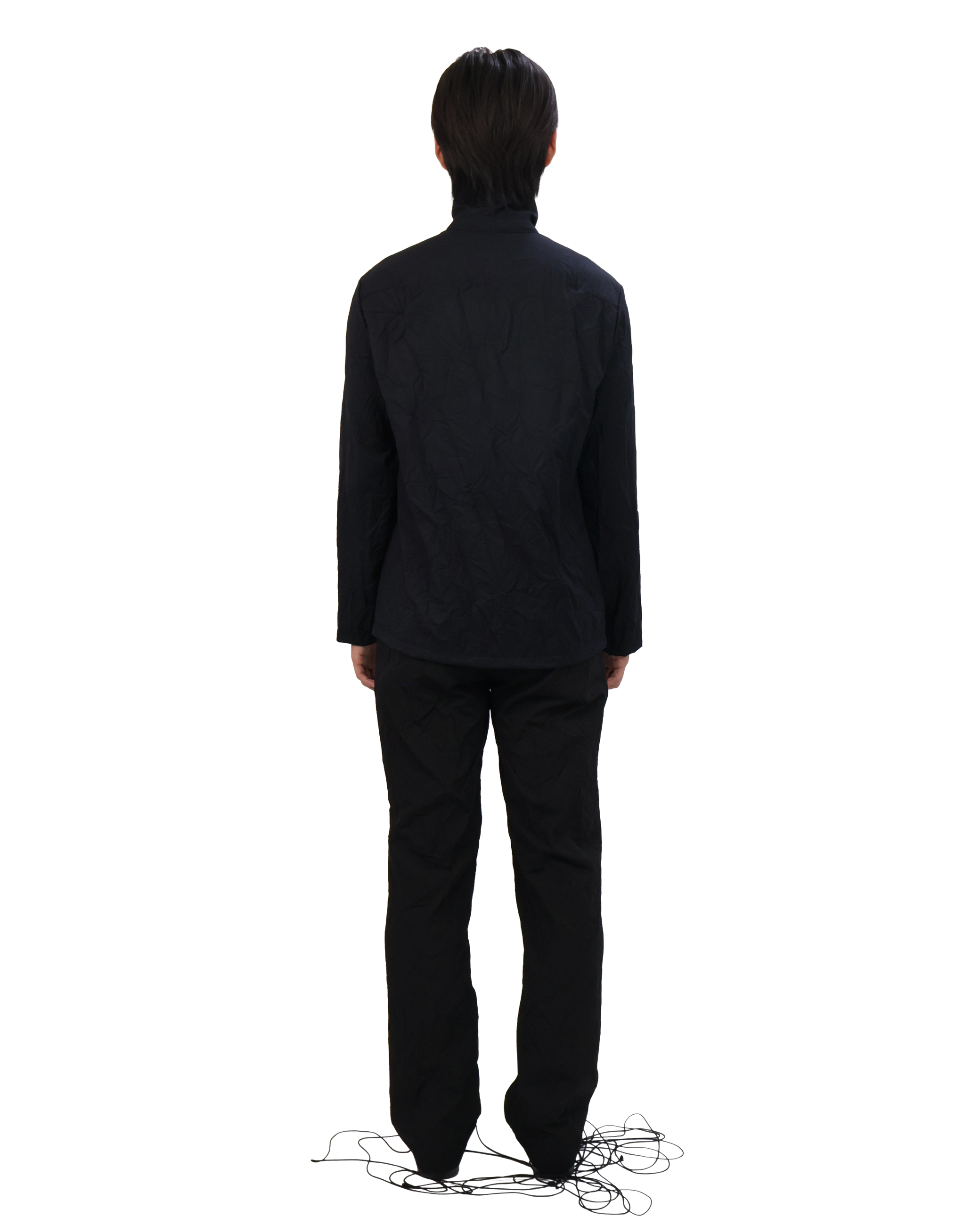 Pleated Collar Shirt - Black