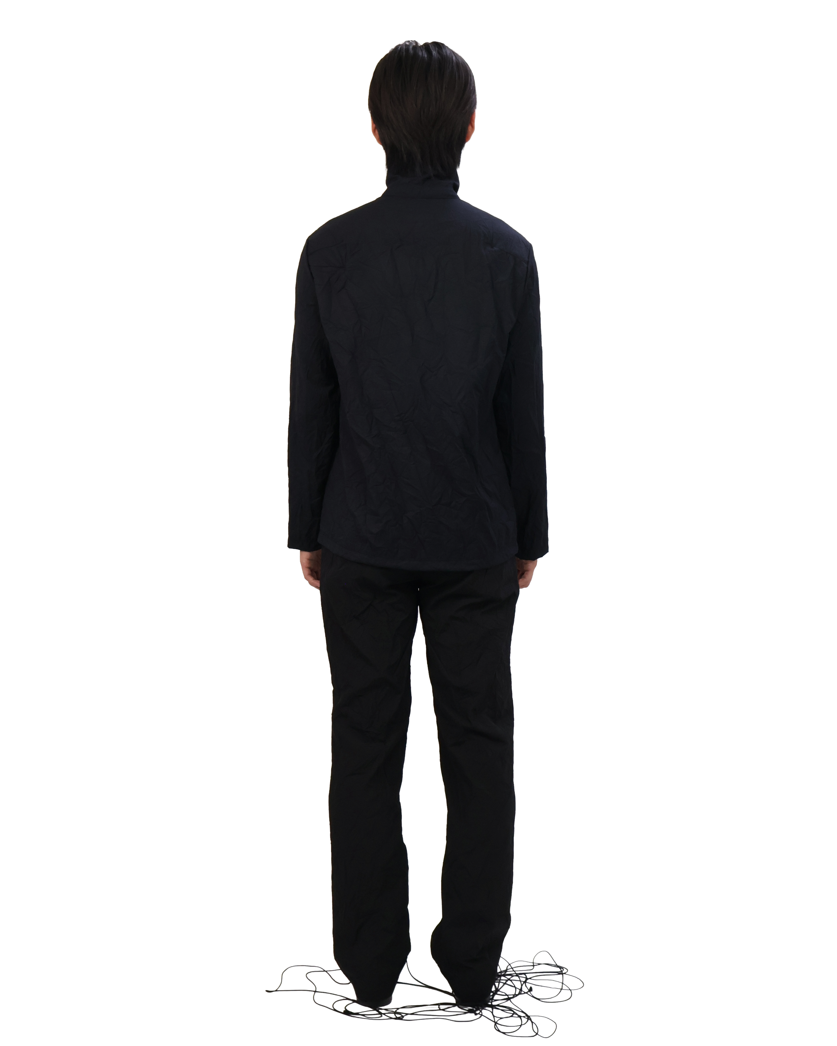 Pleated Collar Shirt - Black