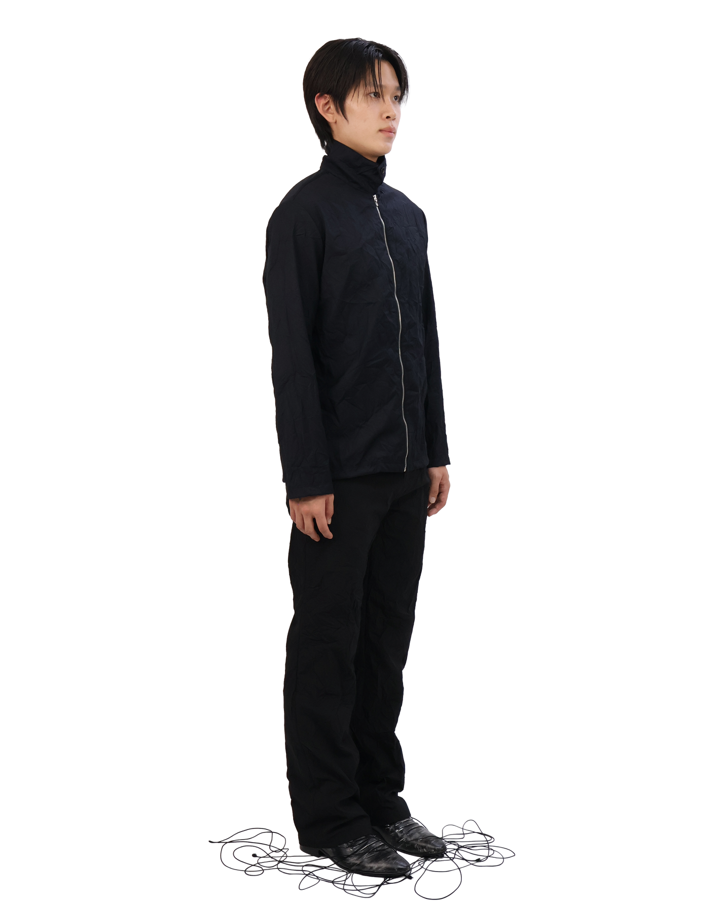 Pleated Collar Shirt - Black