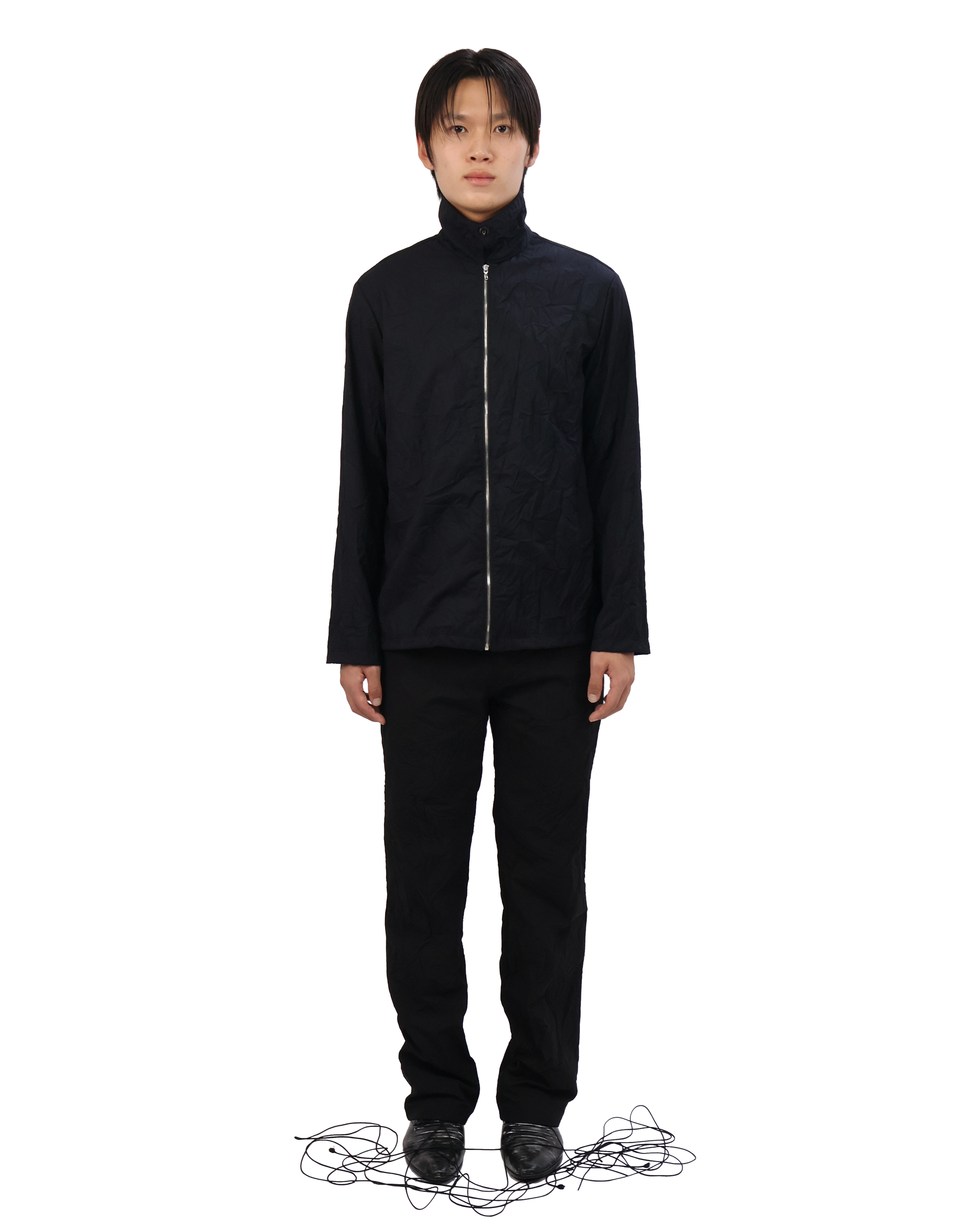 Pleated Collar Shirt - Black