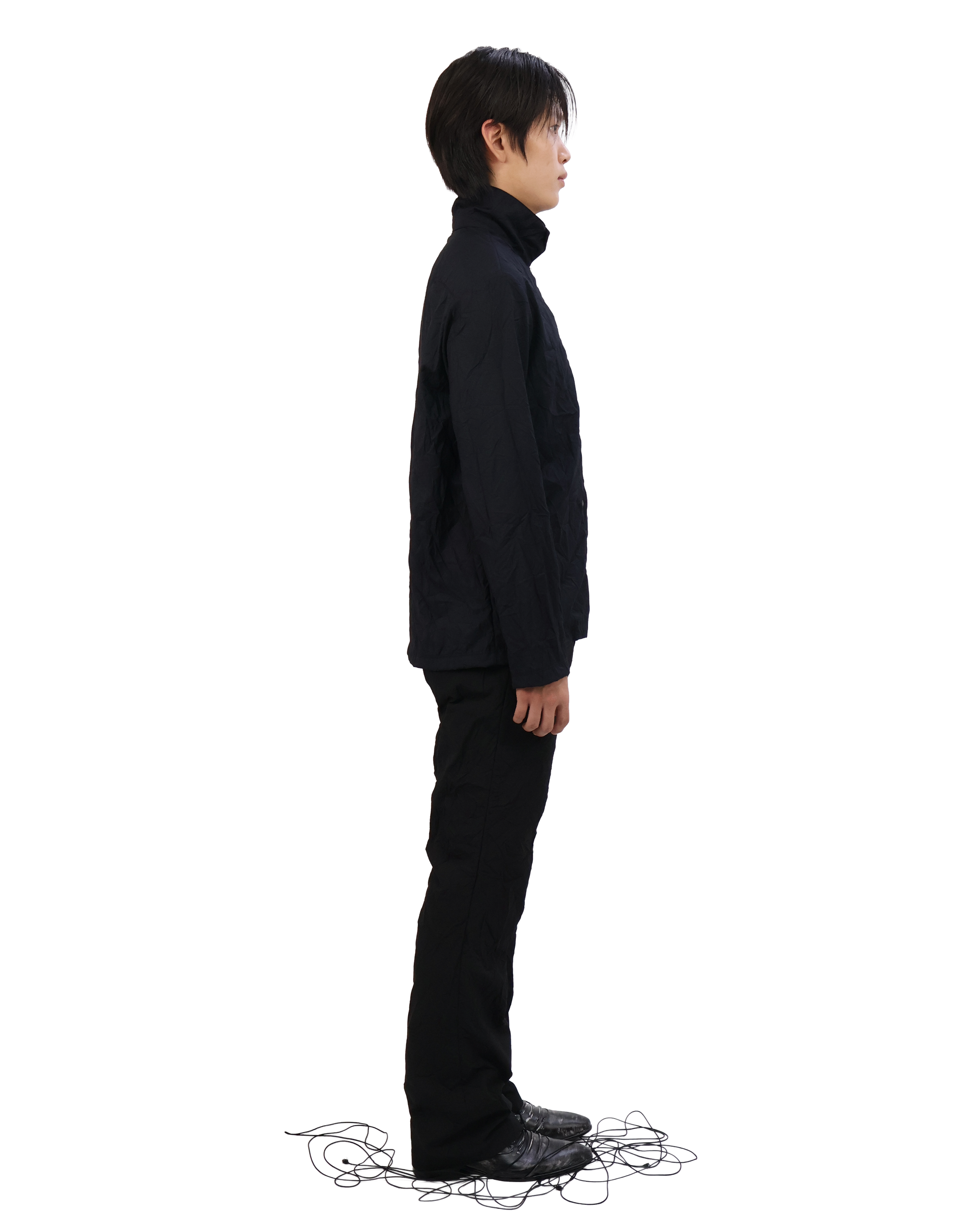 Pleated Collar Shirt - Black