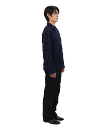 Pleated Collar Shirt - Deep Navy