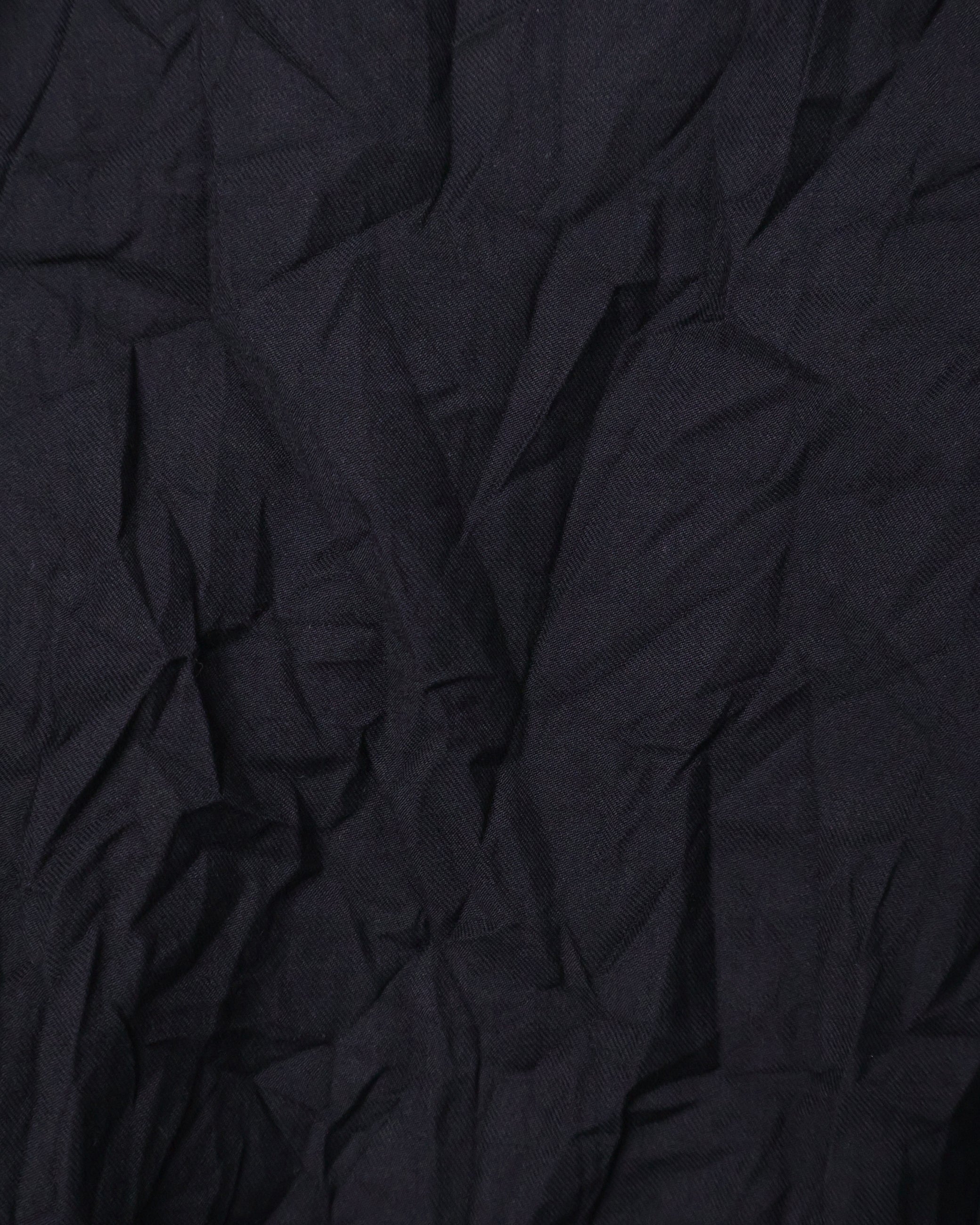 Pleated Collar Shirt - Black