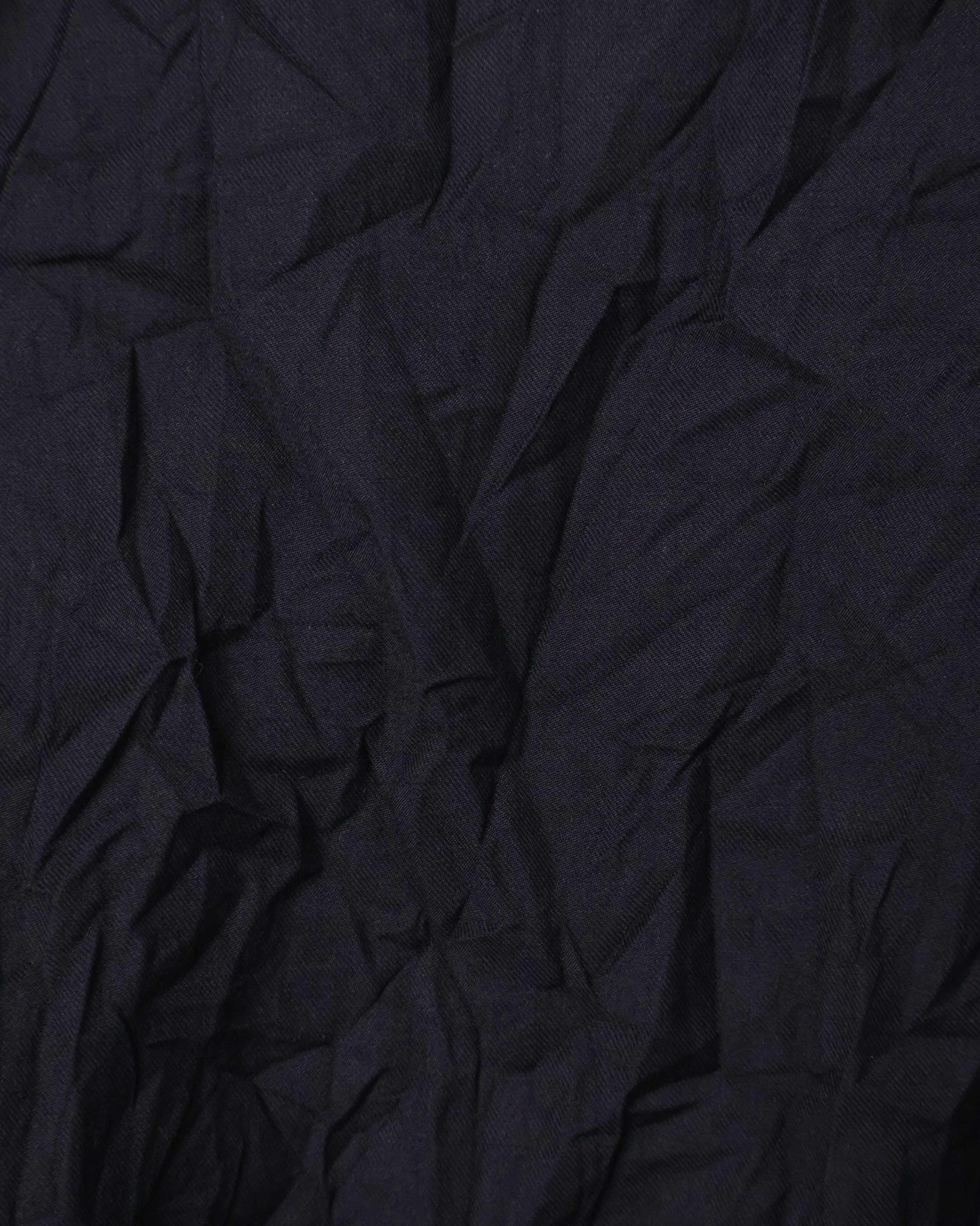 Pleated Collar Shirt - Black