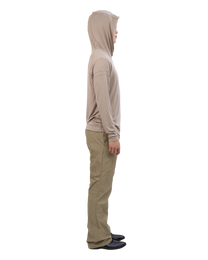 Buttoned Neck Hoodie -  Beige