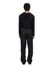 Buttoned Neck Hoodie -  Black