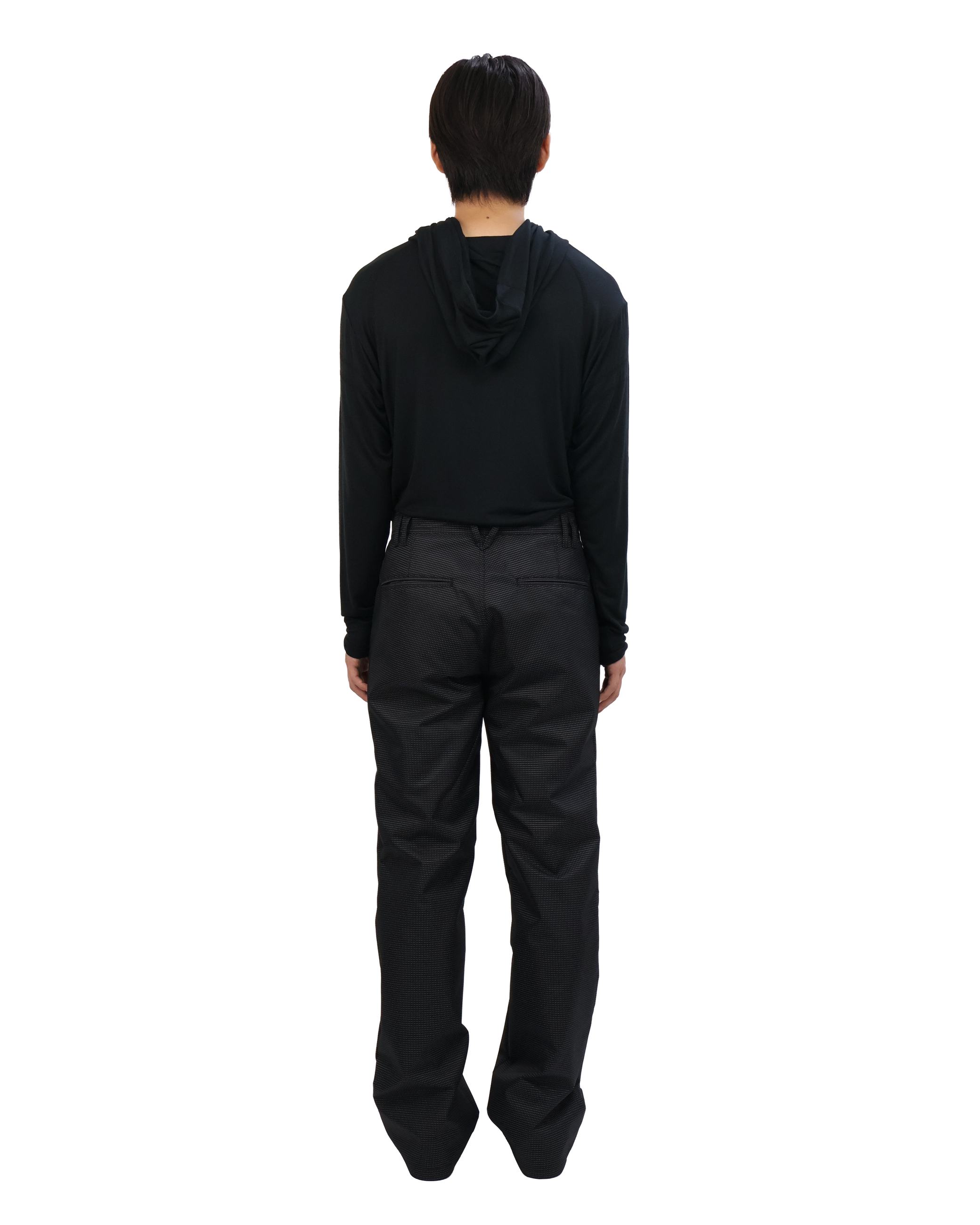 Buttoned Neck Hoodie -  Black