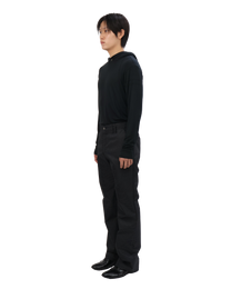 Buttoned Neck Hoodie -  Black