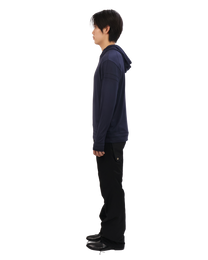 Buttoned Neck Hoodie -  Navy