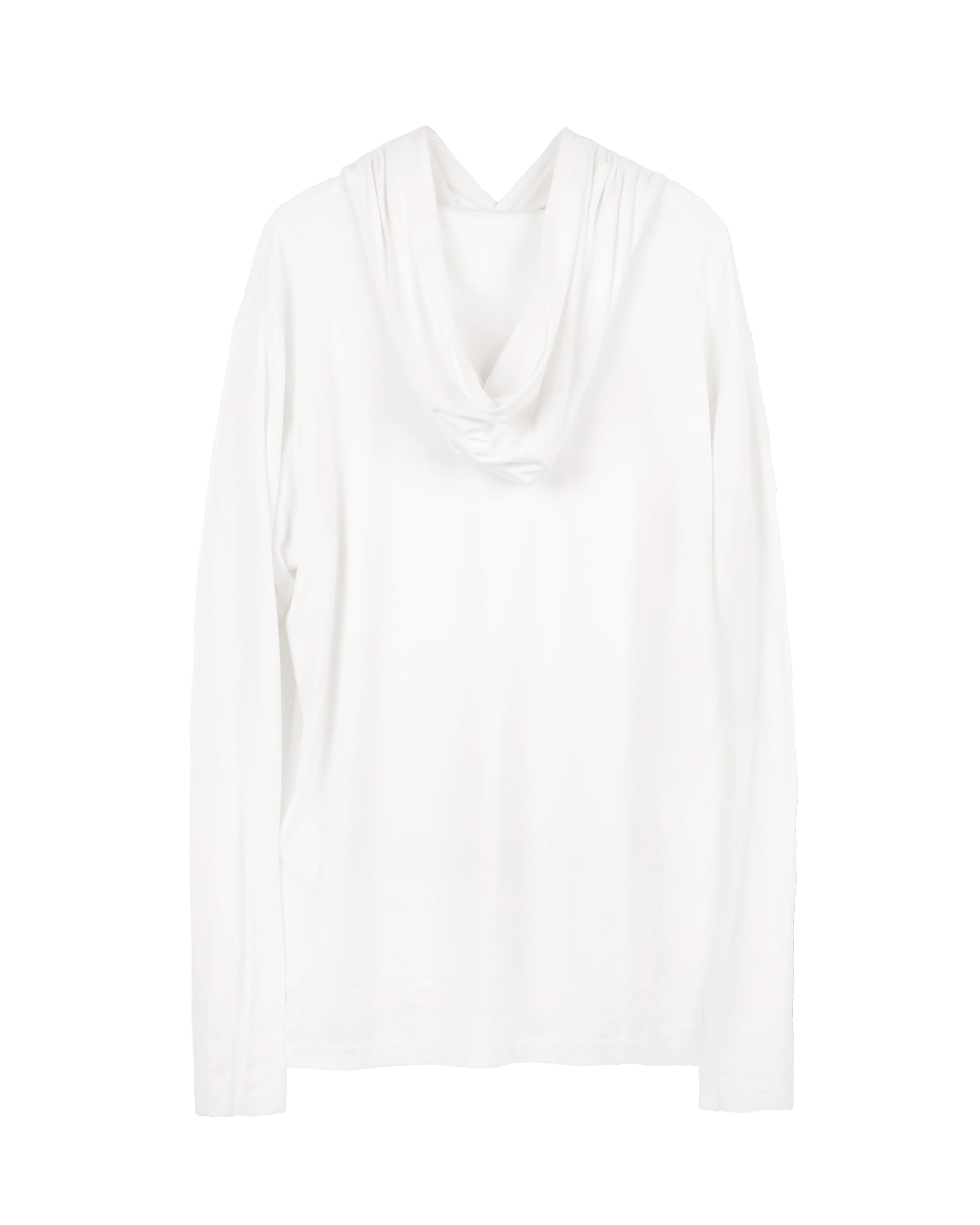 Buttoned Neck Hoodie -  White