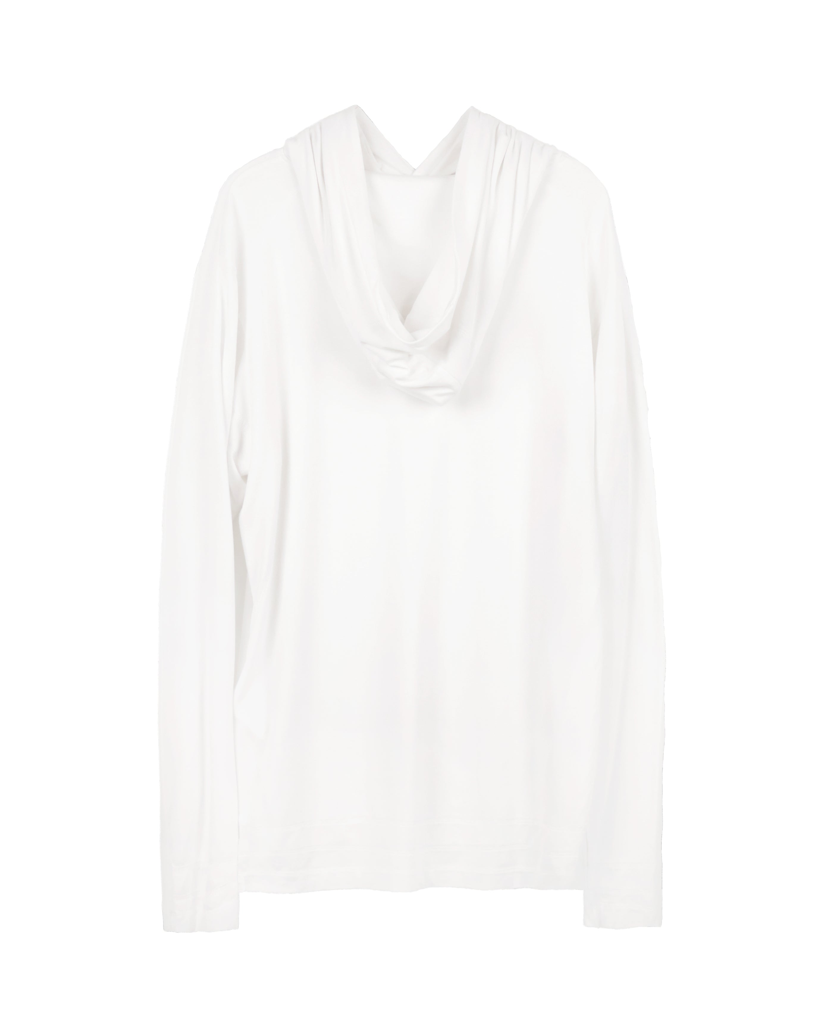 Buttoned Neck Hoodie -  White