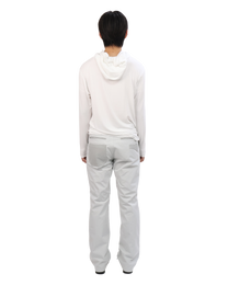 Buttoned Neck Hoodie -  White