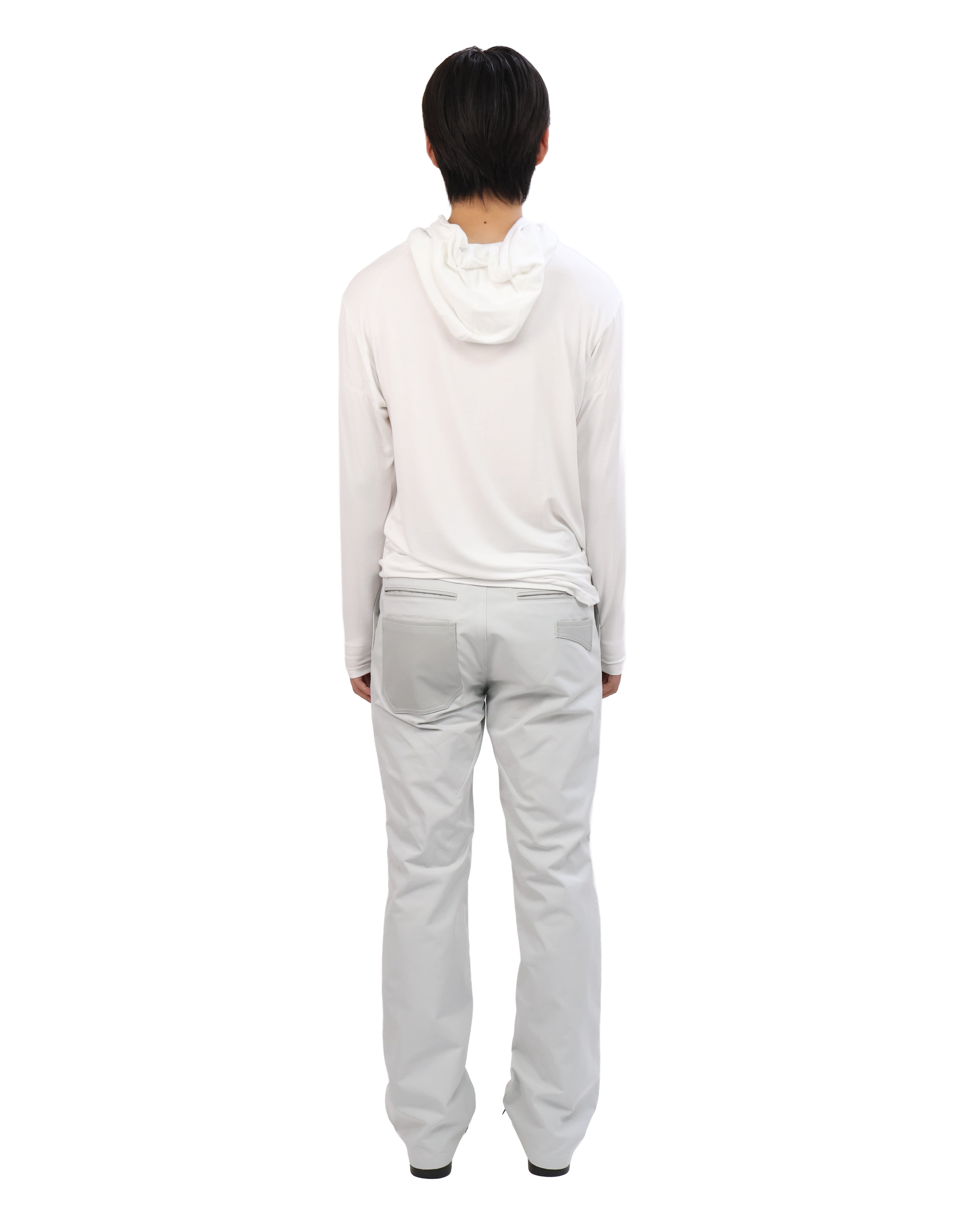 Buttoned Neck Hoodie -  White
