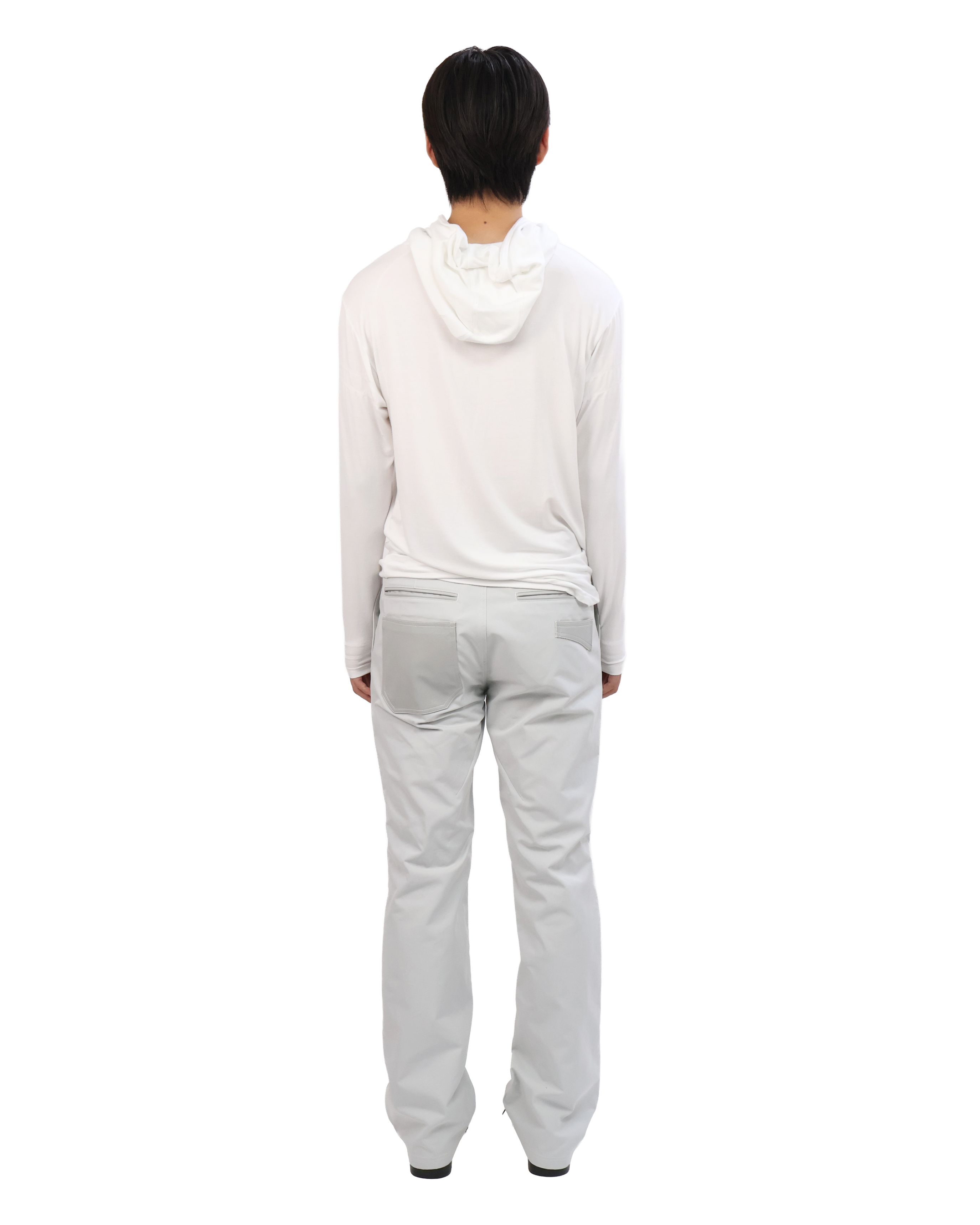 Buttoned Neck Hoodie -  White