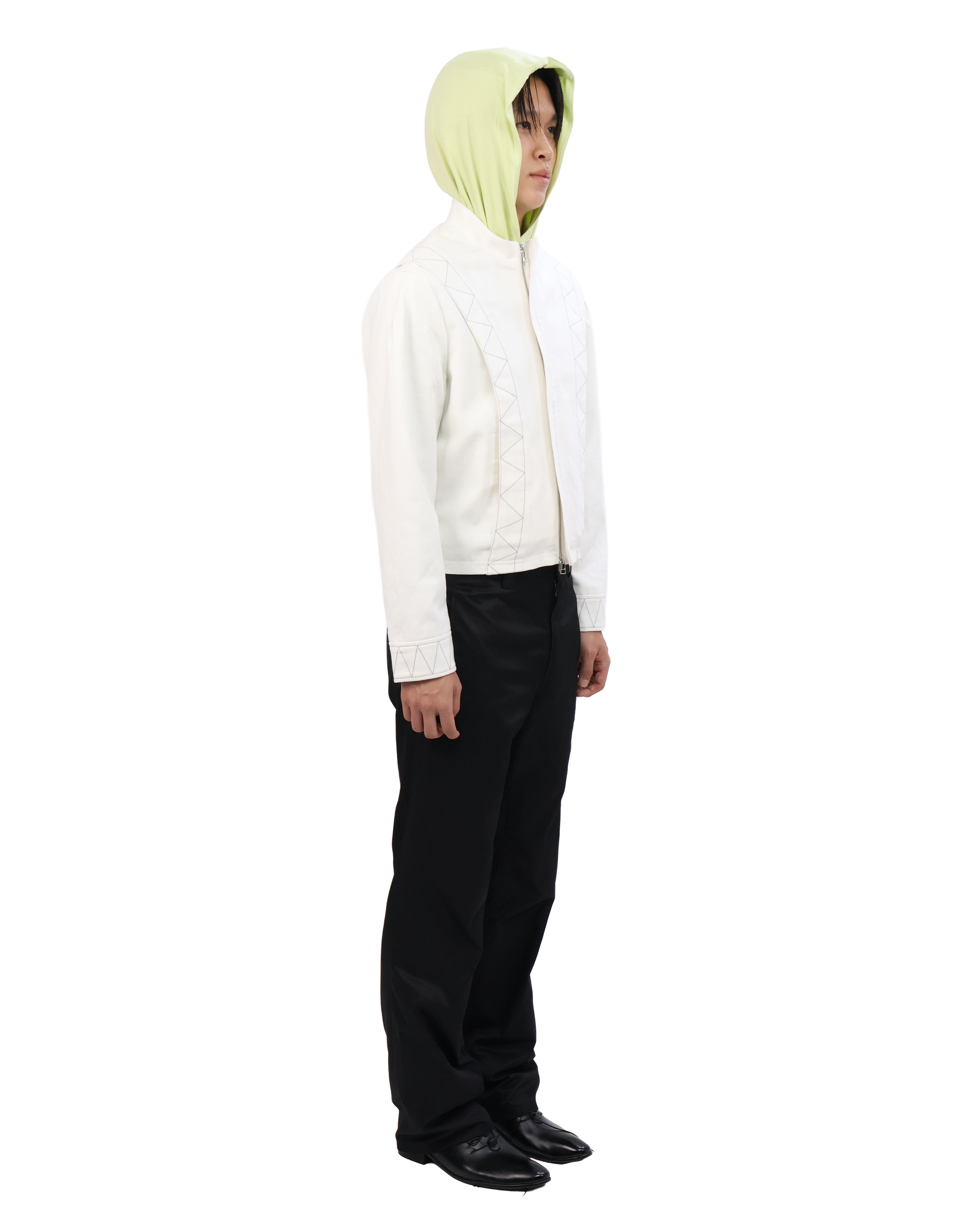 Buttoned Neck Hoodie -  Neon Yellow