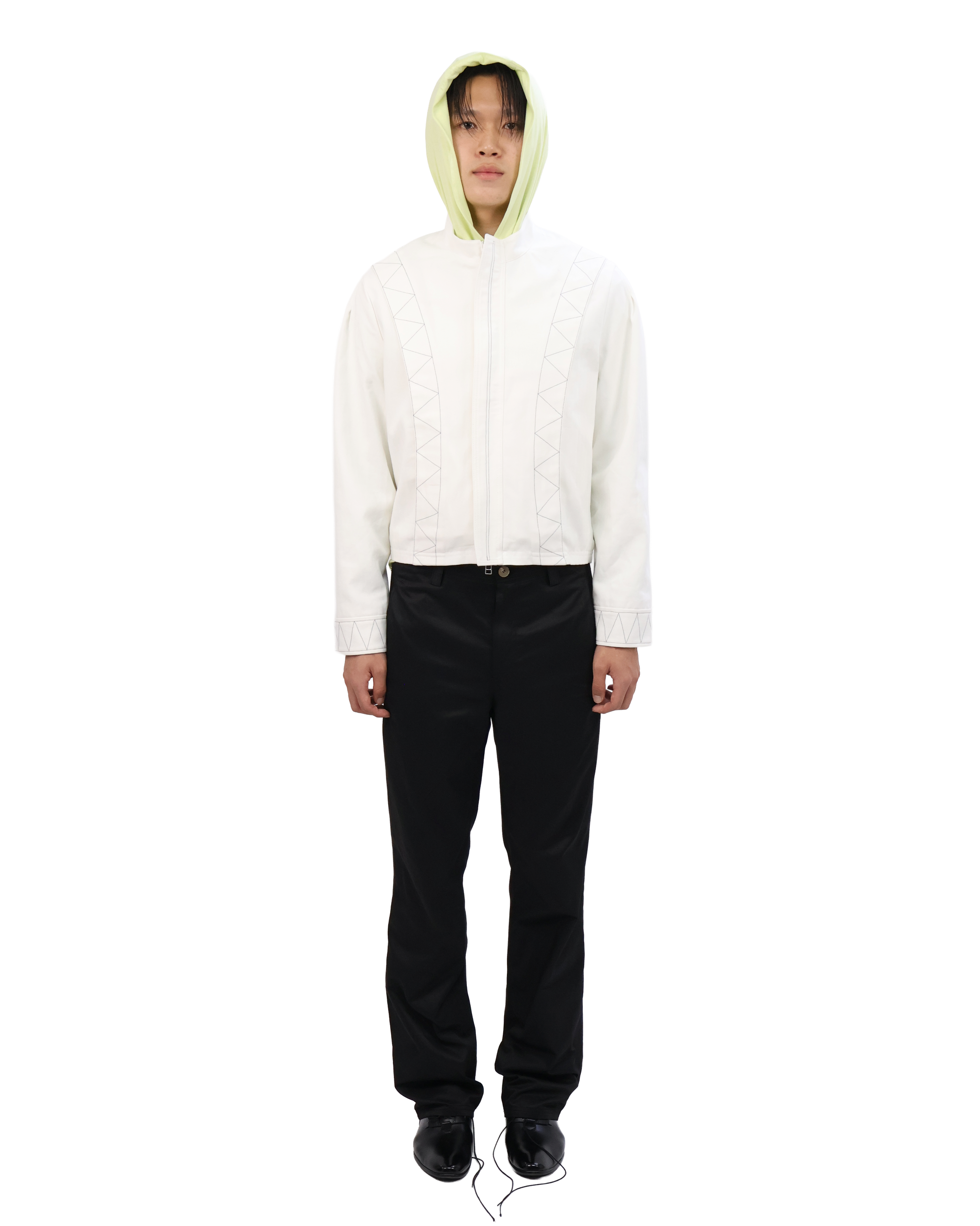 Buttoned Neck Hoodie -  Neon Yellow