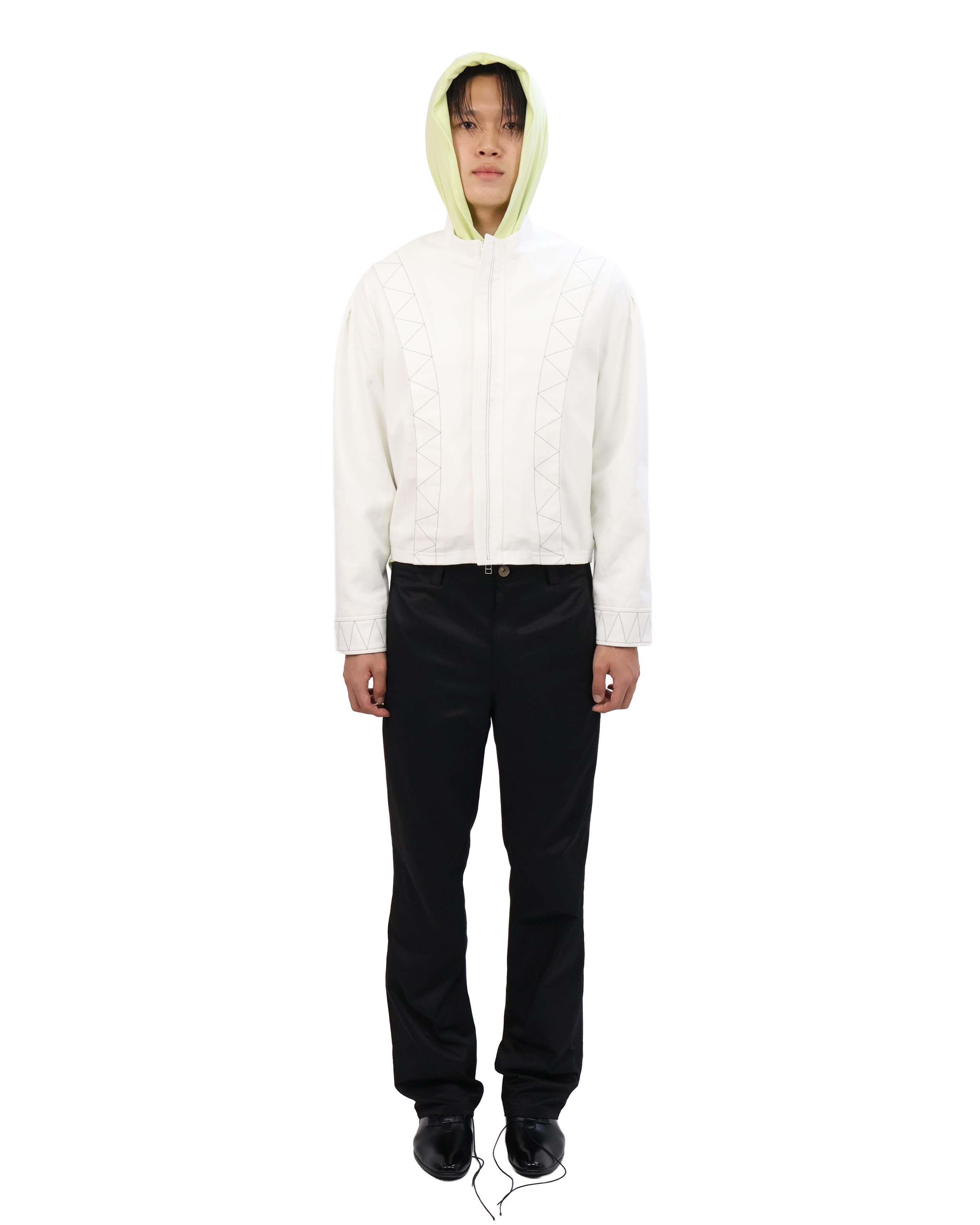 Buttoned Neck Hoodie -  Neon Yellow