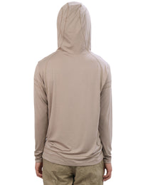 Buttoned Neck Hoodie -  Beige