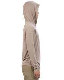 Buttoned Neck Hoodie -  Beige