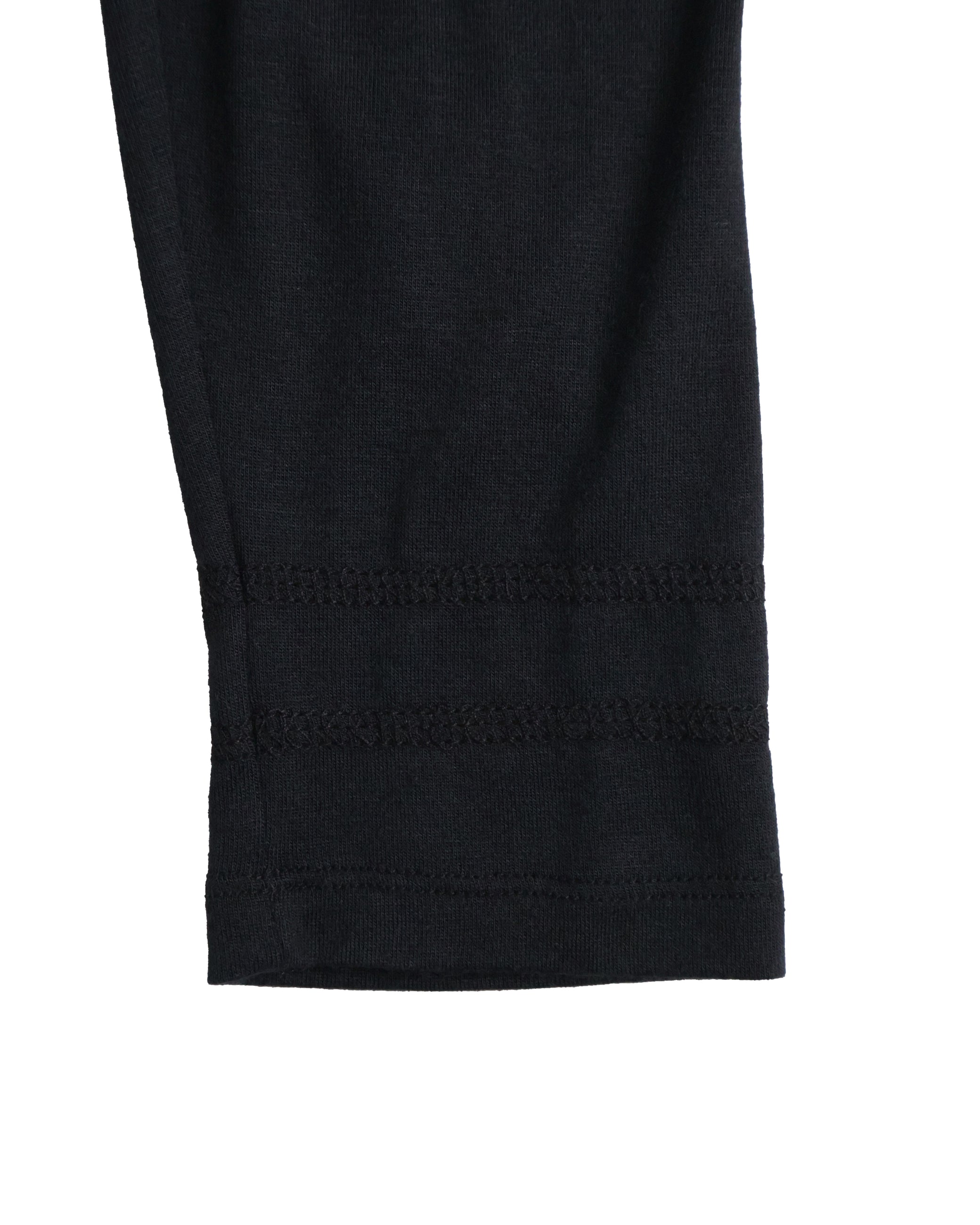 Buttoned Neck Hoodie -  Black