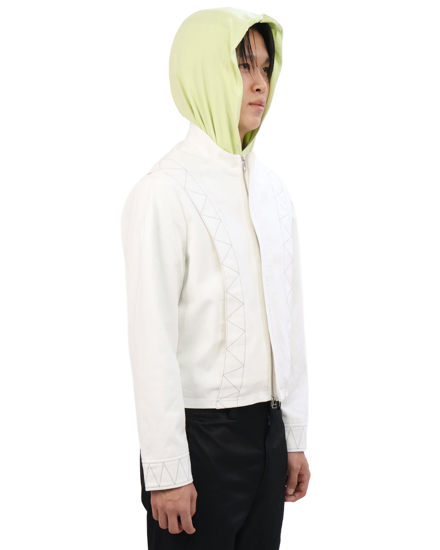 Buttoned Neck Hoodie -  Neon Yellow
