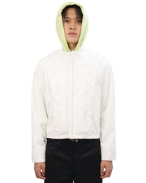 Buttoned Neck Hoodie -  Neon Yellow