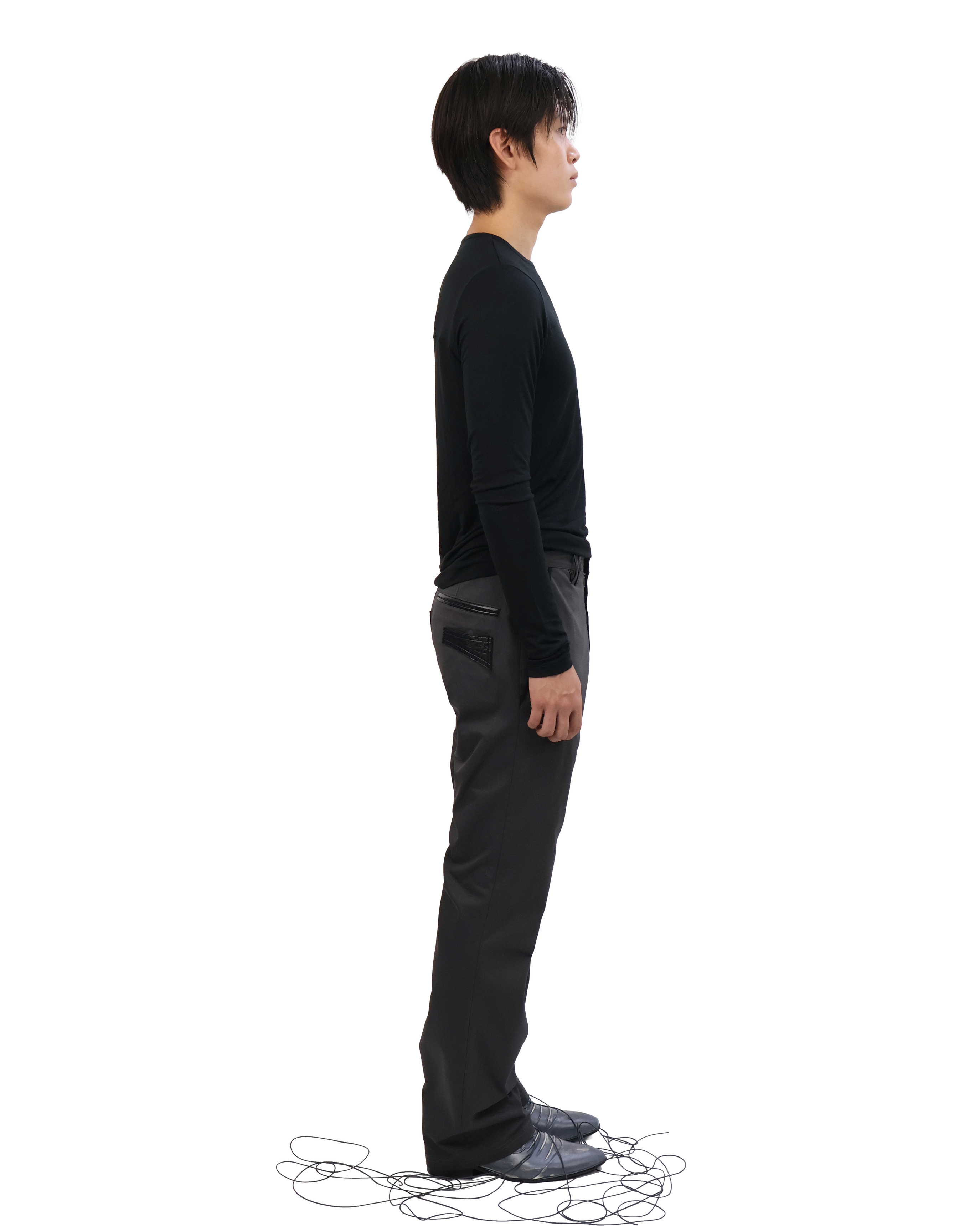 Leather Pocket Pants - Charcoal