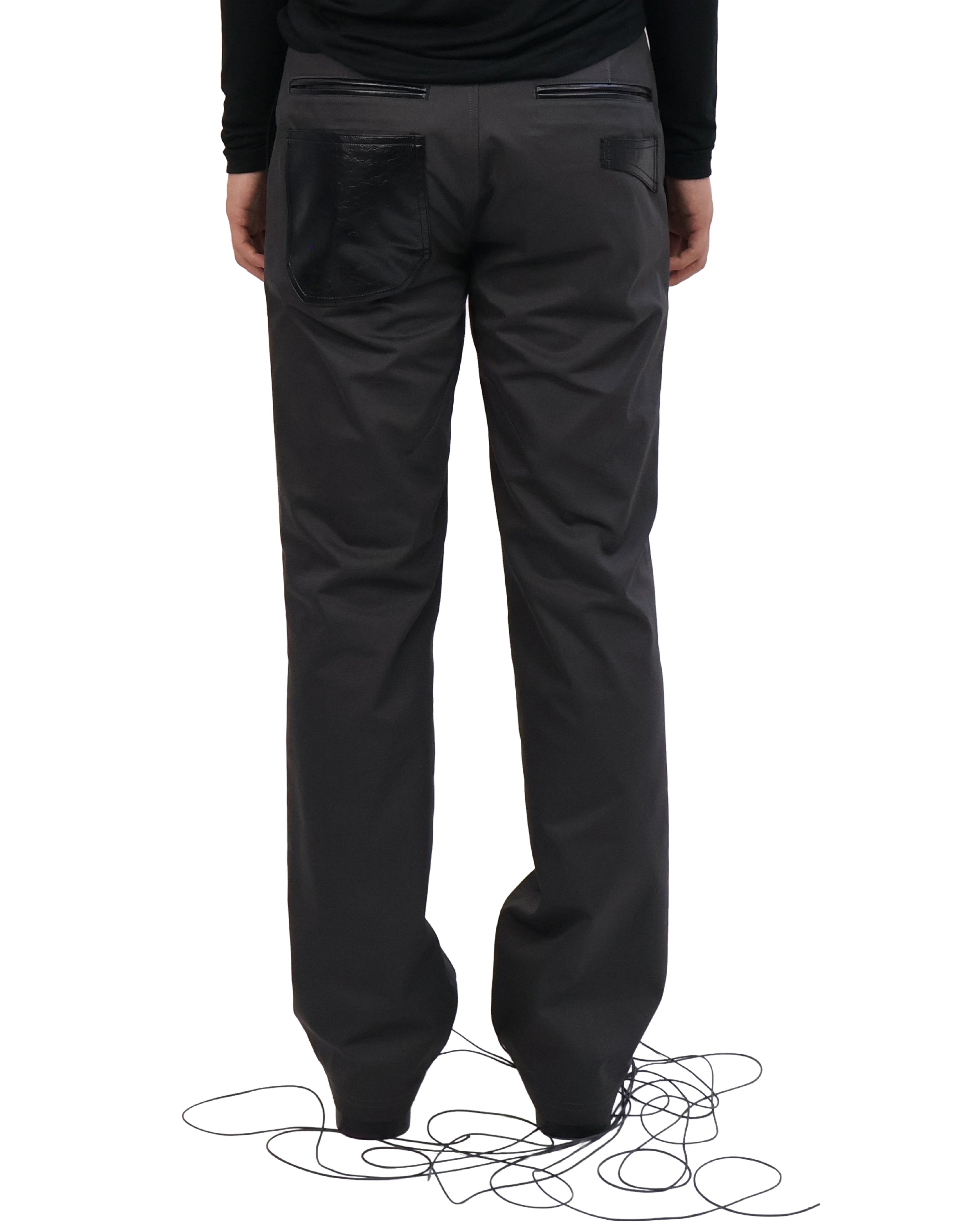 Leather Pocket Pants - Charcoal