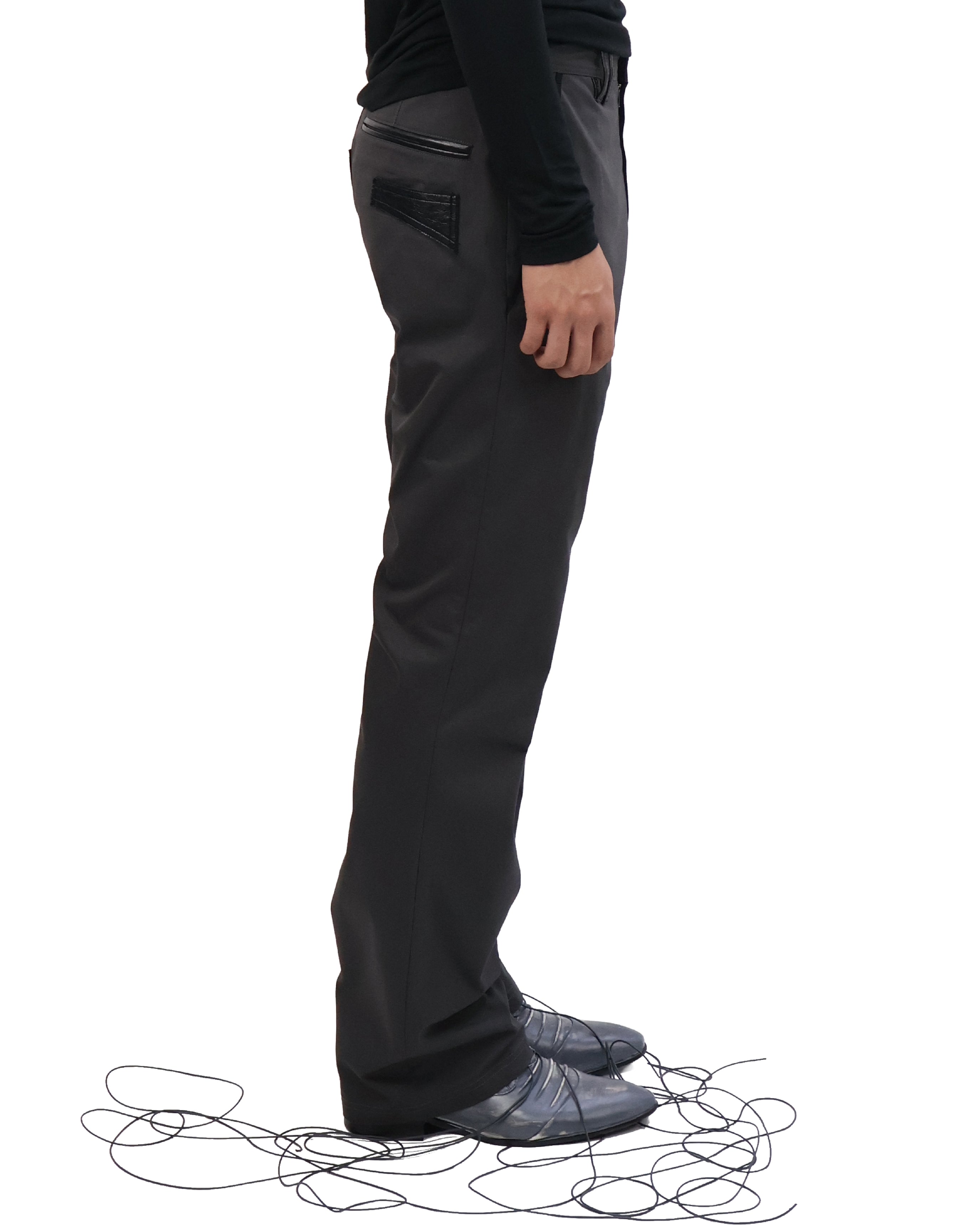 Leather Pocket Pants - Charcoal