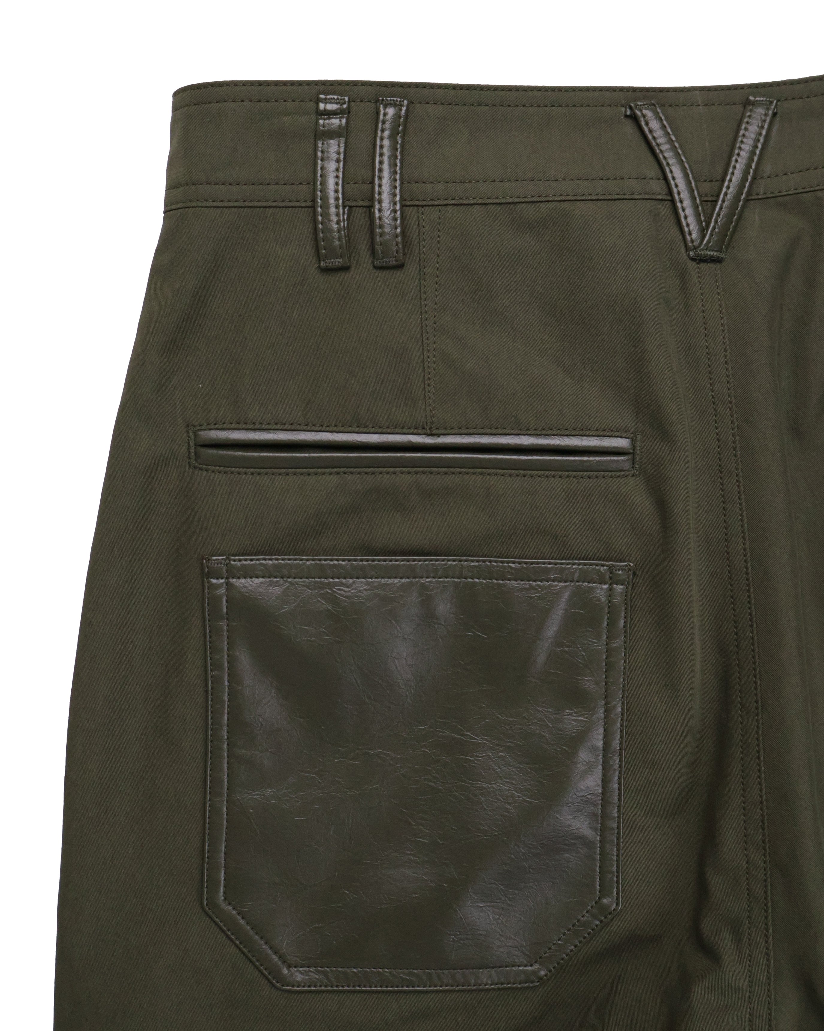 Leather Pocket Pants - Deep Olive