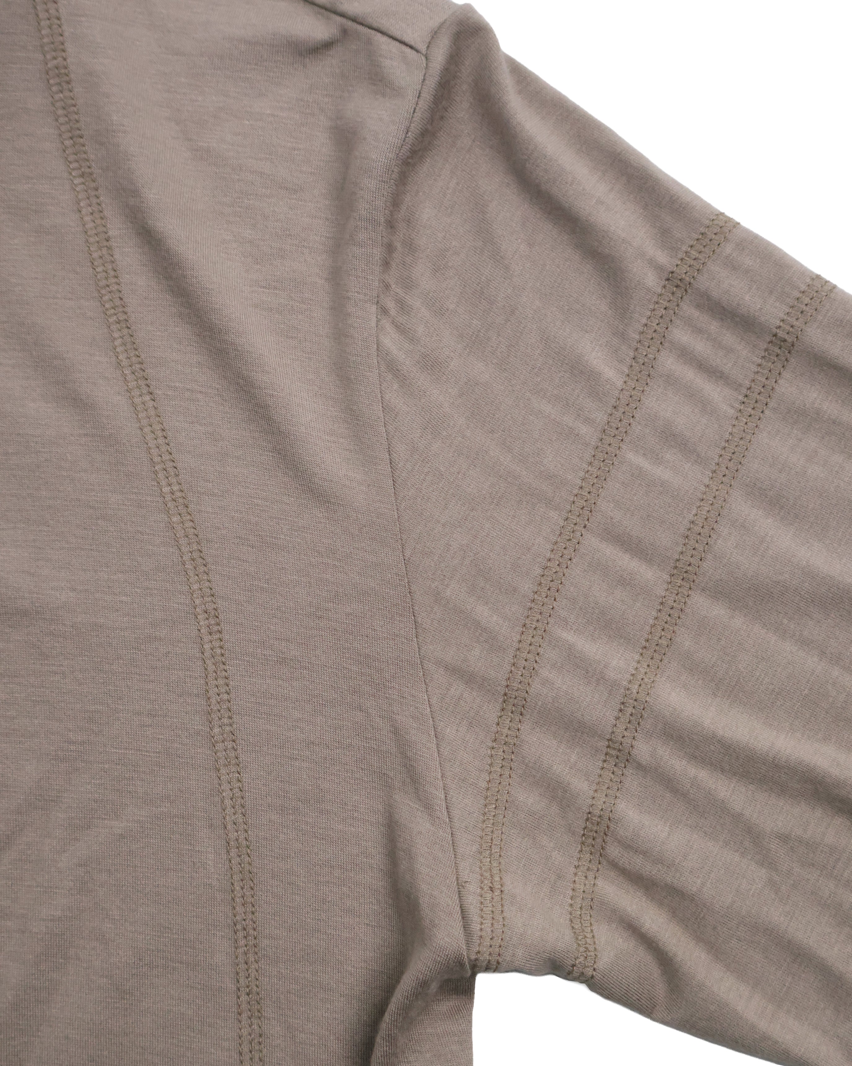 Buttoned Neck Hoodie -  Beige