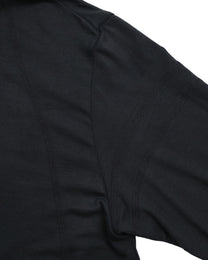 Buttoned Neck Hoodie -  Black