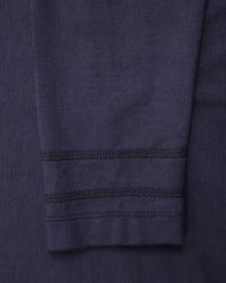 Buttoned Neck Hoodie -  Navy
